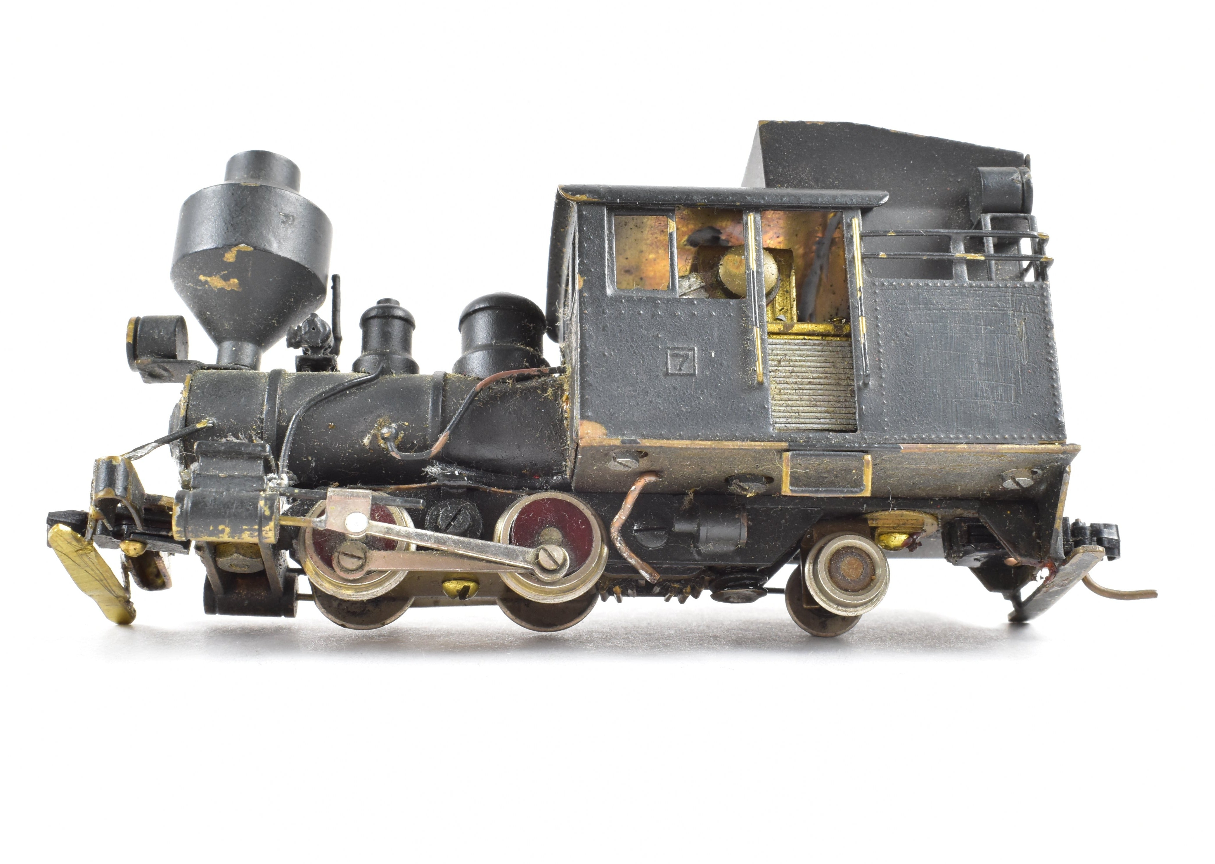 HOn3 Scale Brass Westside Model Co. Custom Painted Baldwin 0 - 4 - 2T Logging Locomotive Model with Various Road Features, Sold As - Is