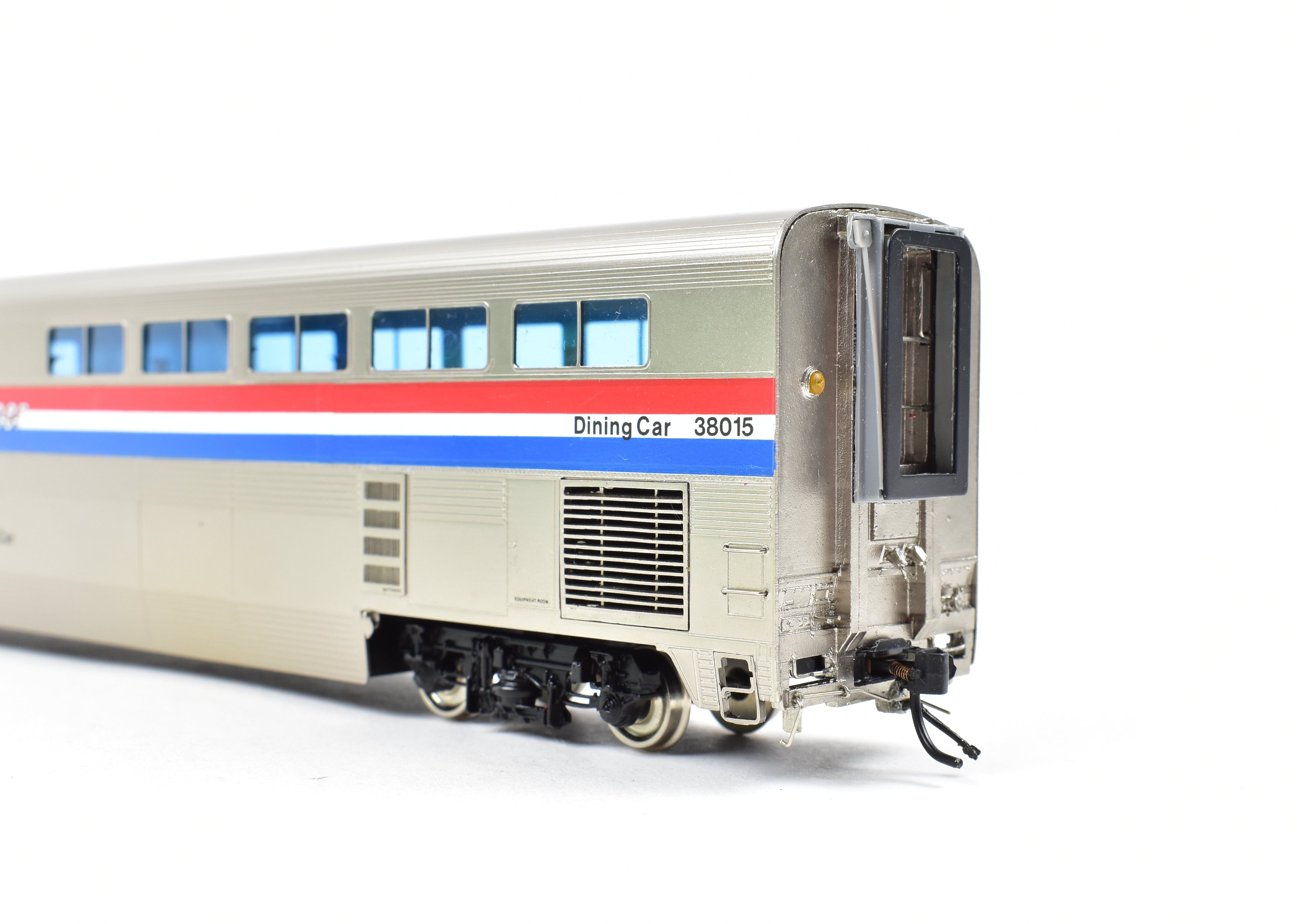 HO Scale Brass Amtrak Superliner Dining Car Model by Overland Models, Inc. - Custom Lettered No. 38015 for Western Long - Distance Trains