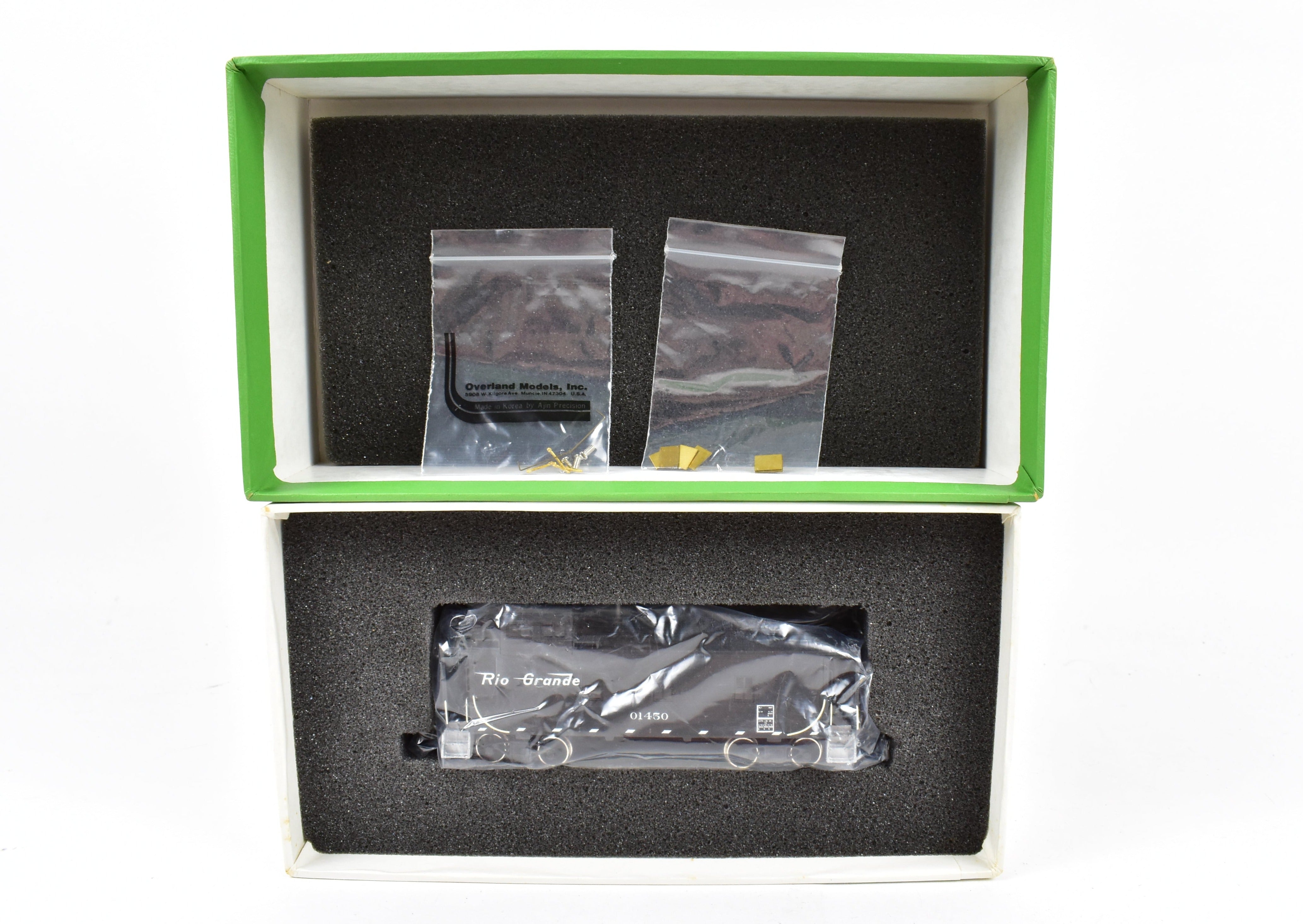 HO Scale Brass Model Train Caboose - Overland Models, Inc. Denver & Rio Grande Western Steel Caboose FP No. 01450