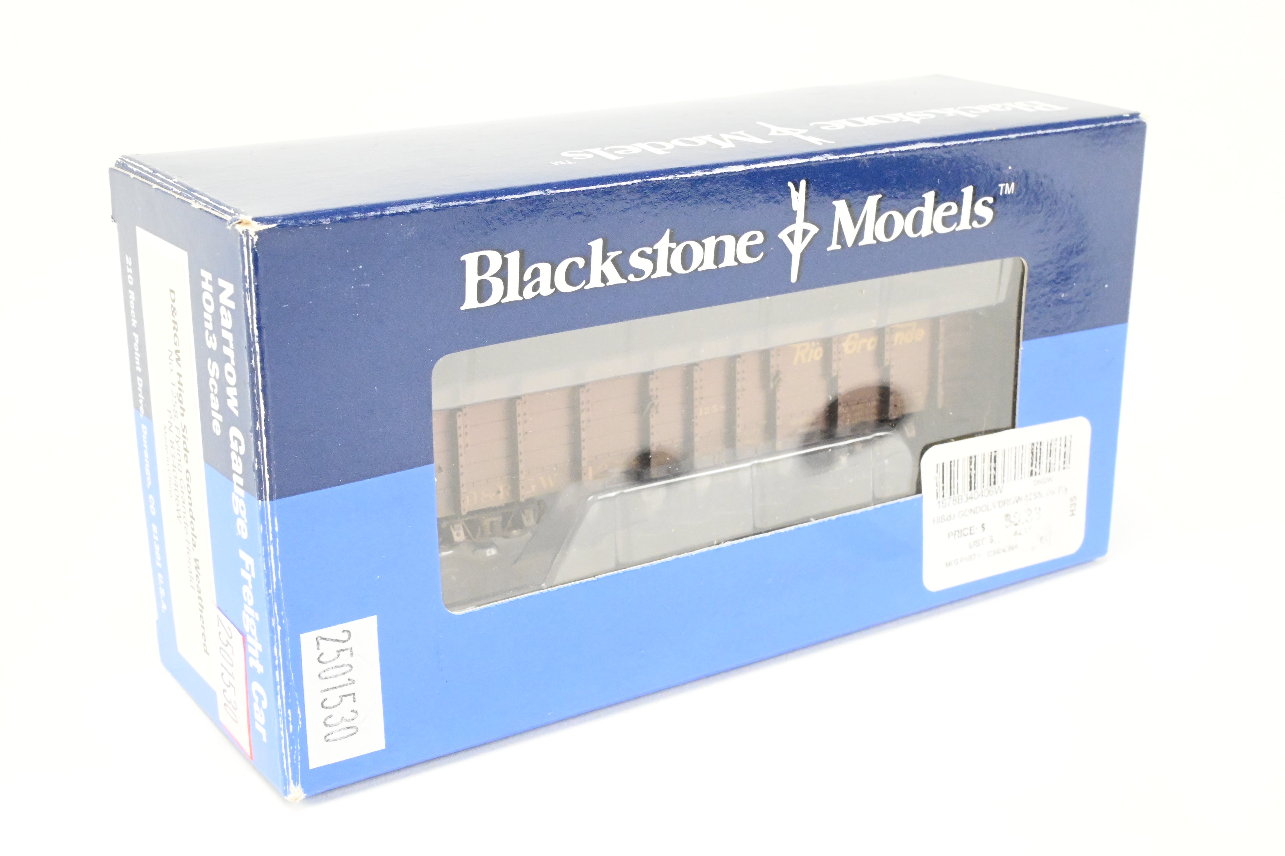 HOn3 Scale Blackstone Models Denver & Rio Grande Western High Side Gondola Model - Flying Grande Herald No. 1258, Weathered Finish