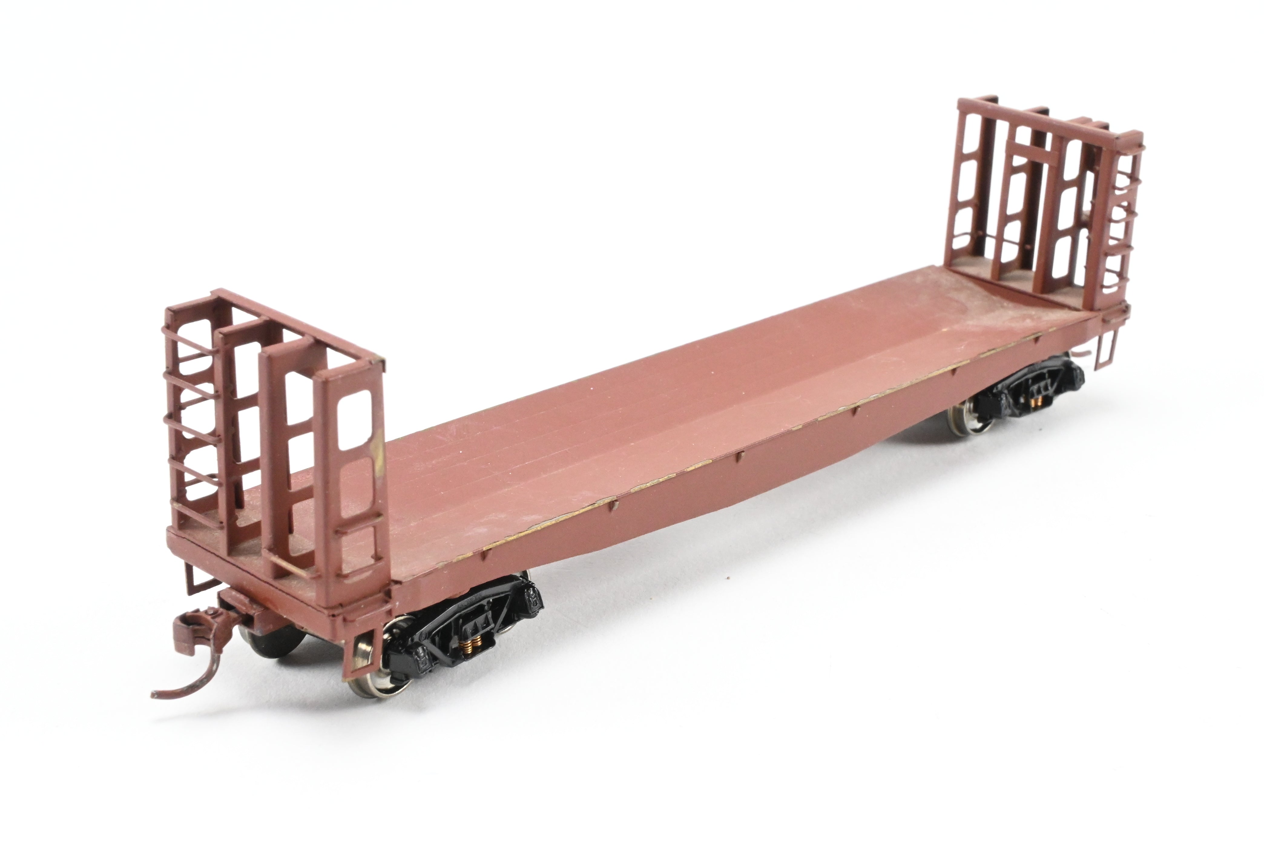 HO Scale Brass Custom - Painted Pulpwood Flatcar with Beveled Floor and Bulkhead by U.S. Hobbies (No Original Box)