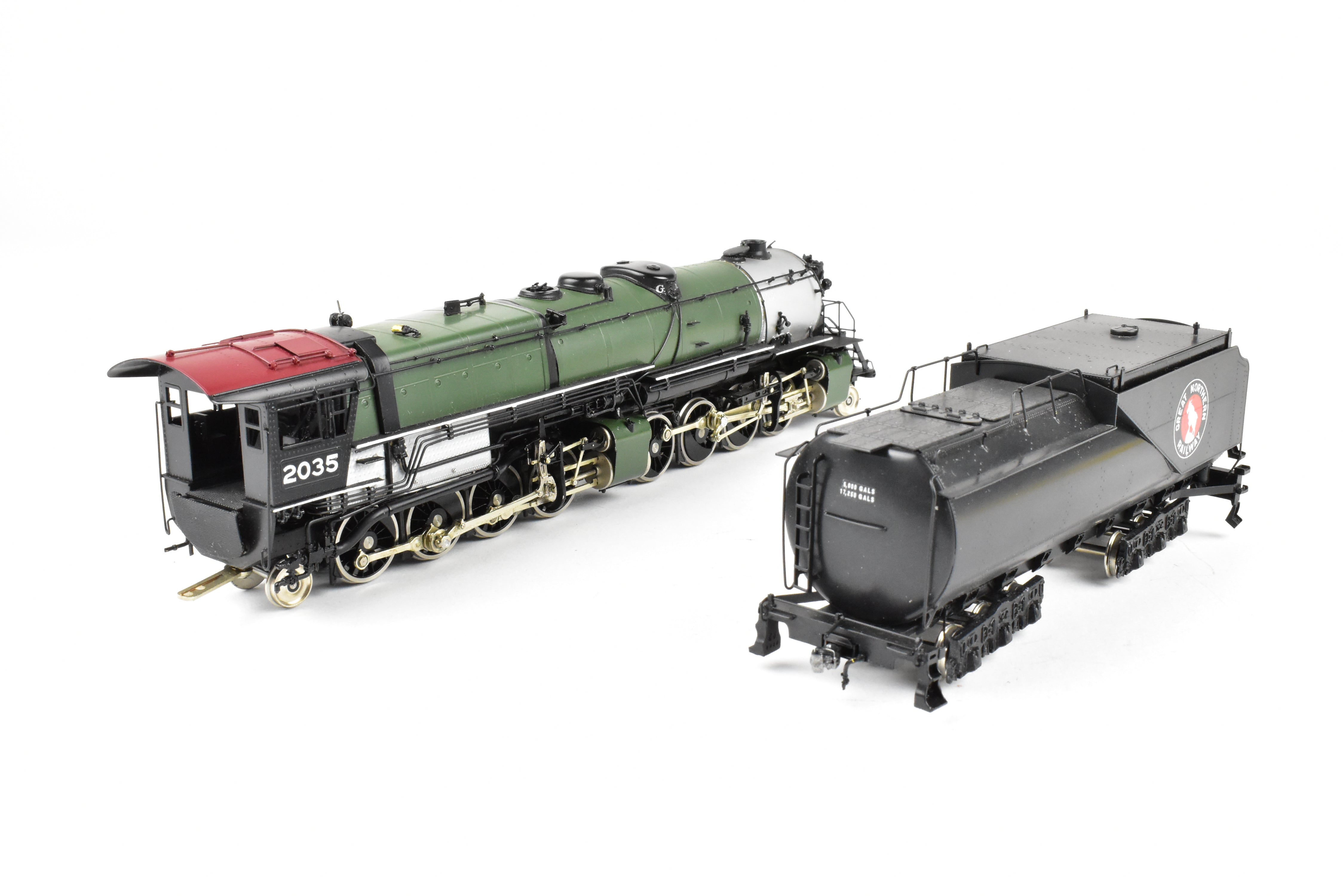 HO Scale Brass Model Train - Oriental Limited GN - Great Northern R - 1 2 - 8 - 8 - 2 Open Cab Version in Glacier Park Scheme No. 2035