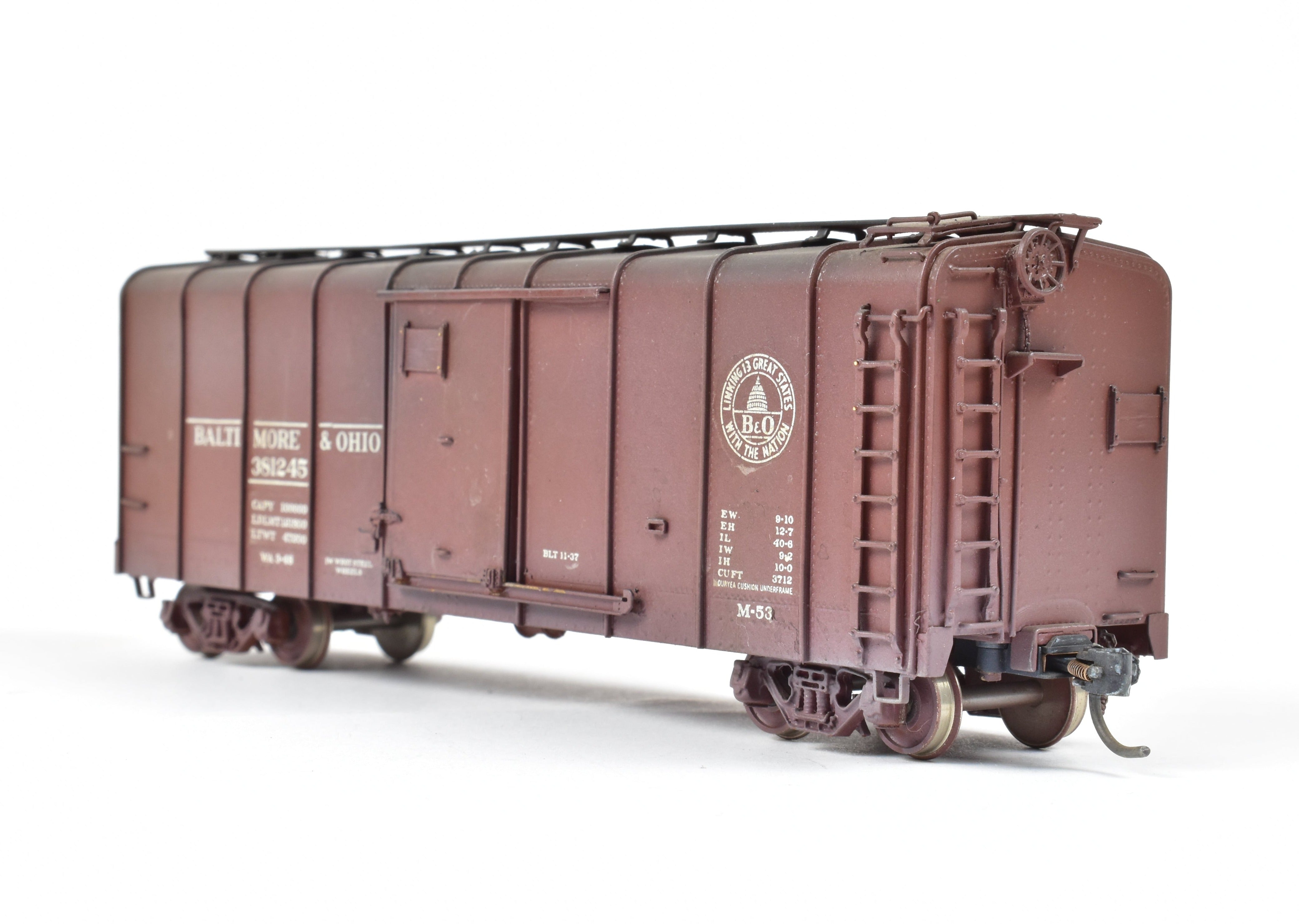 HO Brass OMI B&O M-15 Wagon Top Boxcar, Custom Painted & Weathered