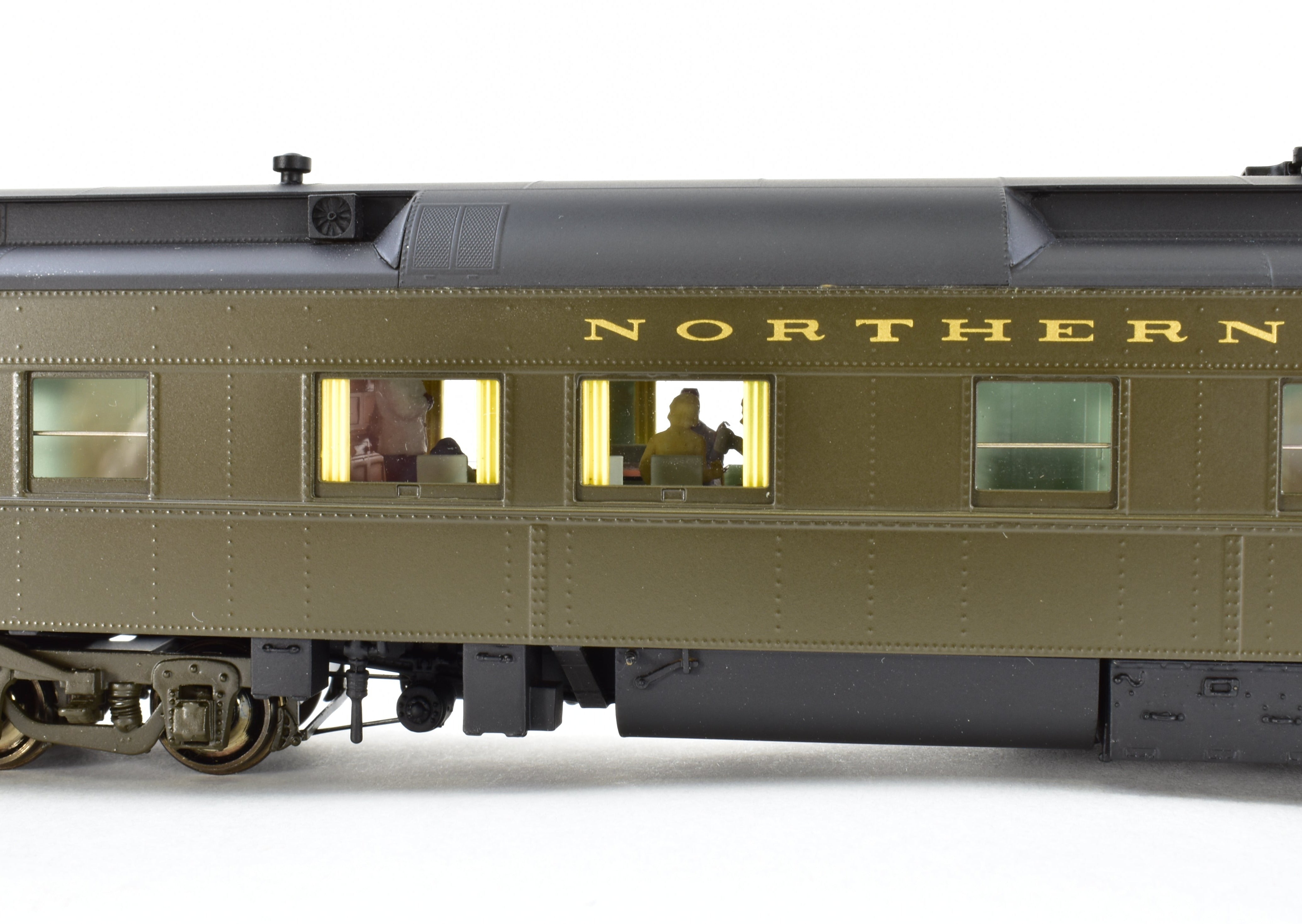 HO Scale Brass Model Northern Pacific Business Car #1 Version 1, Factory-Painted in Pullman Green by W&R Enterprises