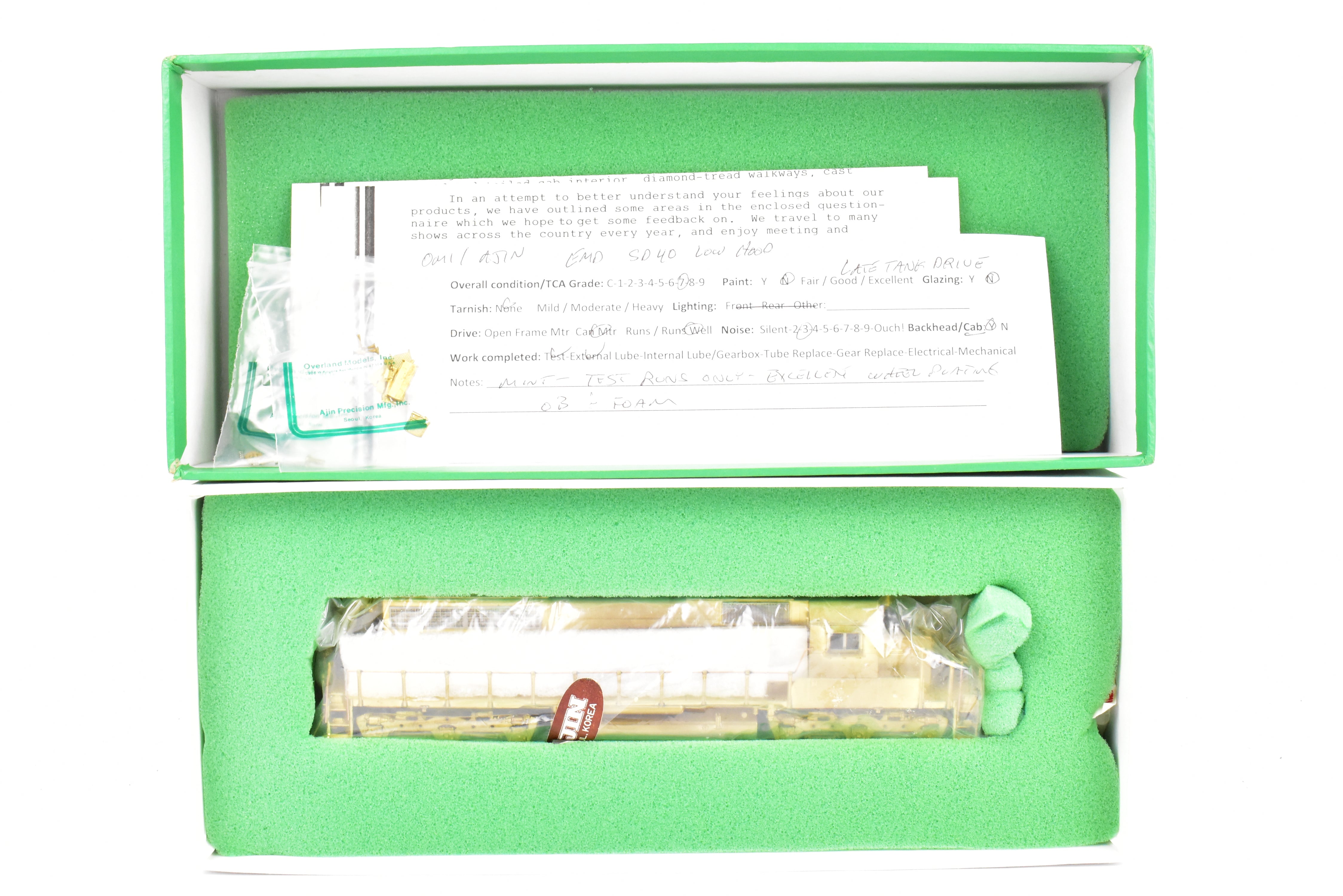HO Scale Brass Locomotive Model by Overland Models Inc. (OMI) - EMD SD40 without Dynamic Brakes and with High Mounted Brake Cylinders for Various Railroads