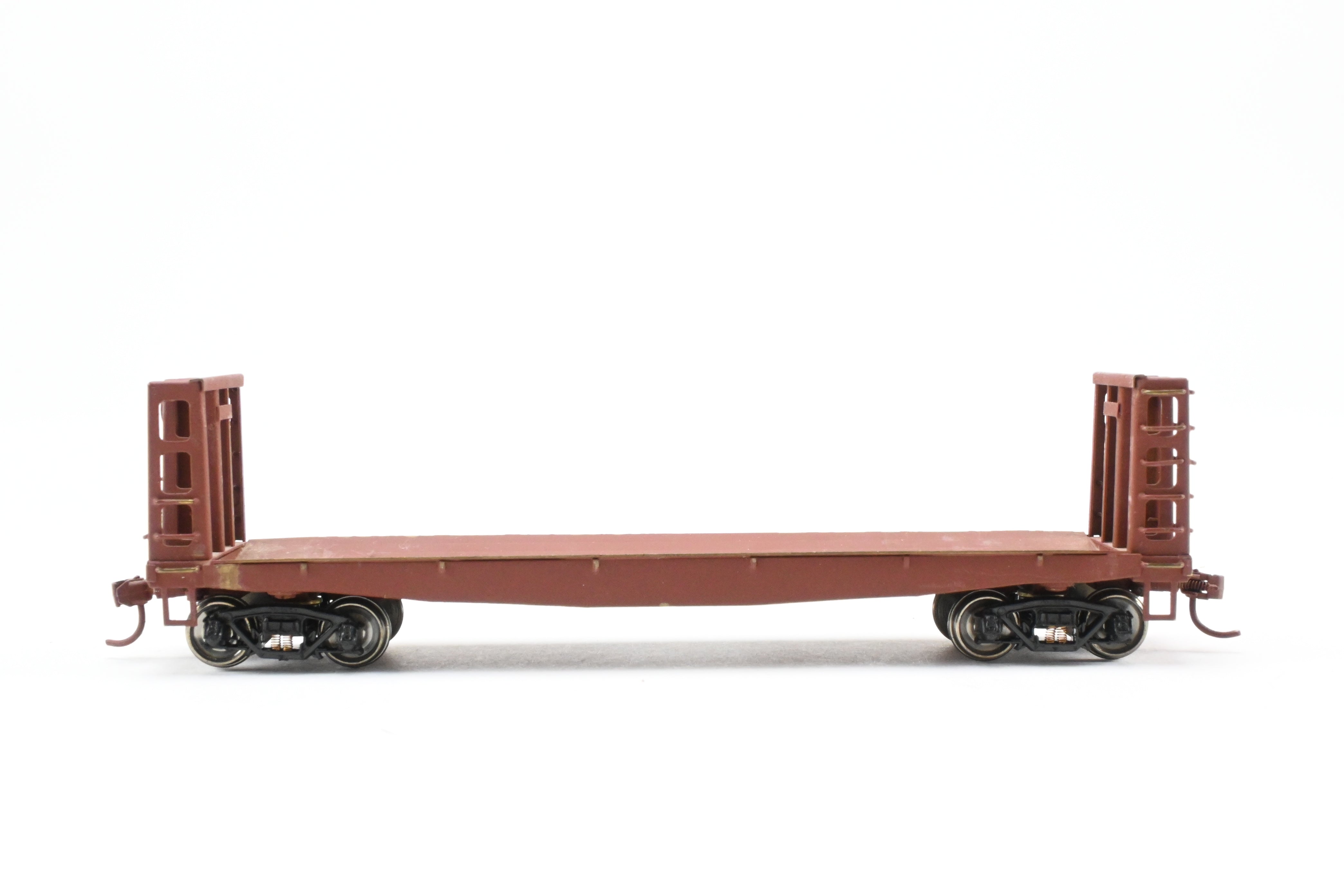 HO Scale Brass Custom - Painted Pulpwood Flatcar with Beveled Floor and Bulkhead by U.S. Hobbies (No Original Box)
