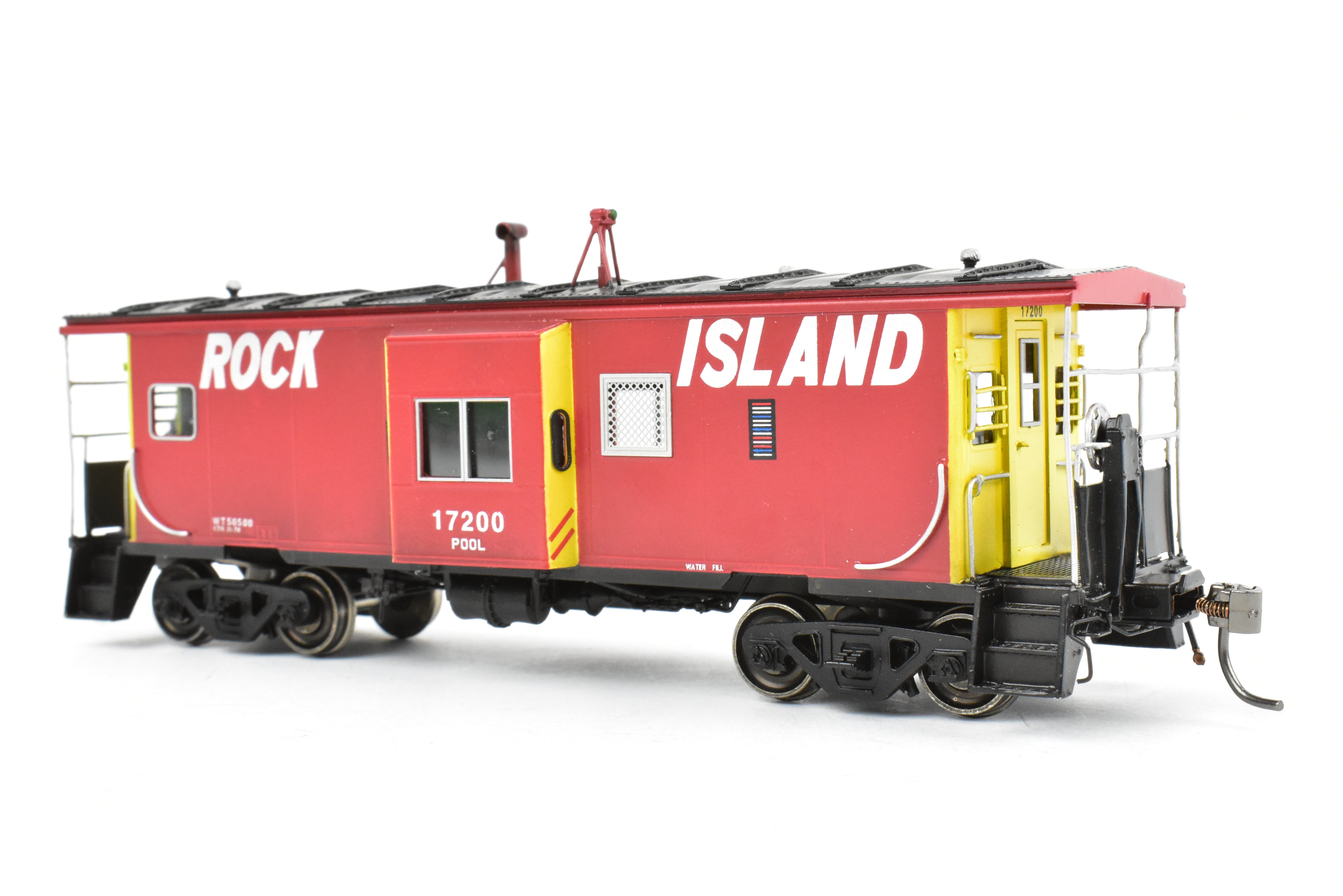 HO Scale Brass Model - Overland Models, Inc. (OMI) CRI&P Rock Island Bay - Window Caboose, Freight/Passenger #17200 with Light Weathering