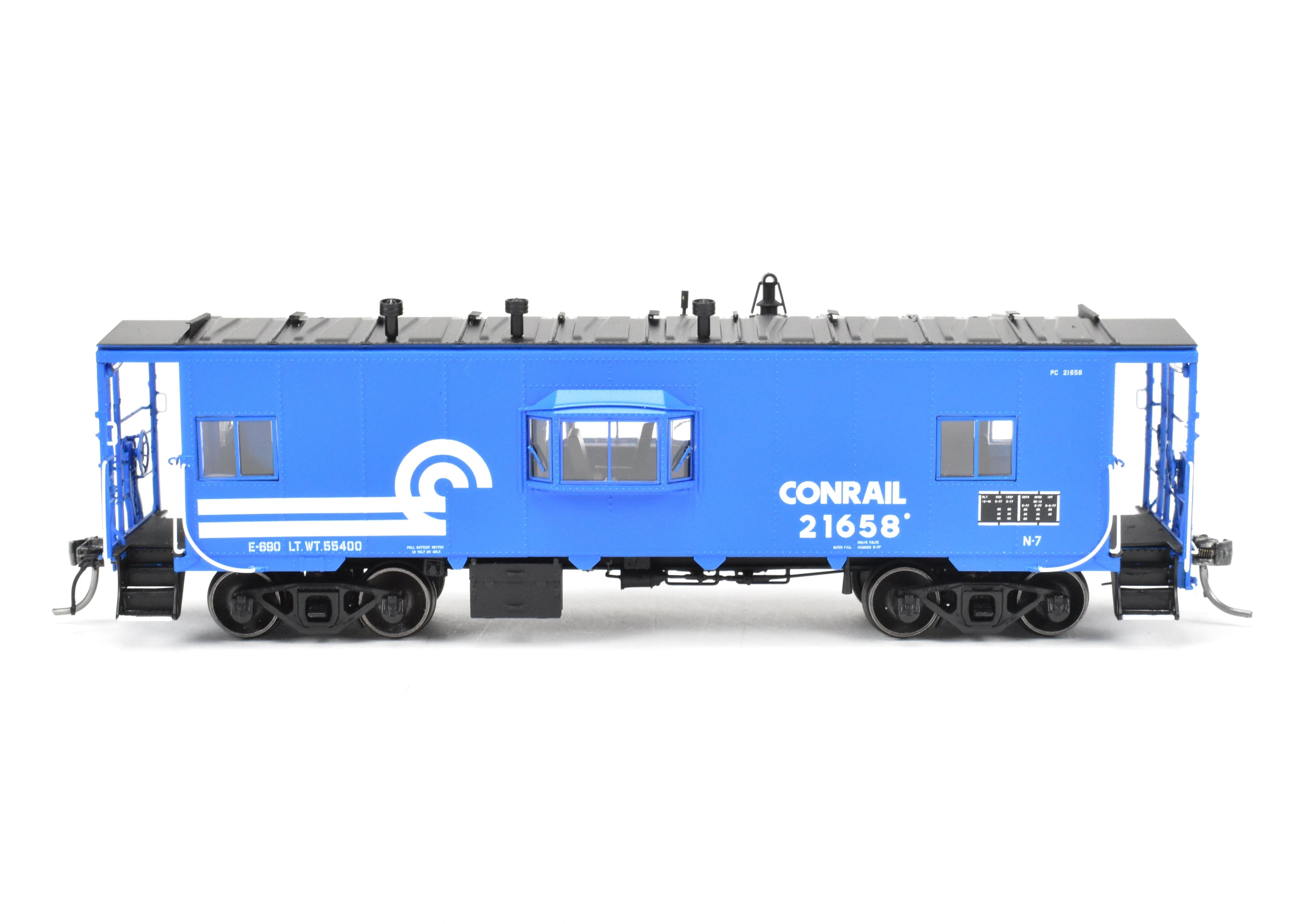 HO Scale Model Train - Conrail N7 Class Steel Bay Window Caboose 1977+ F/P No. 21658 by Tangent Scale Models