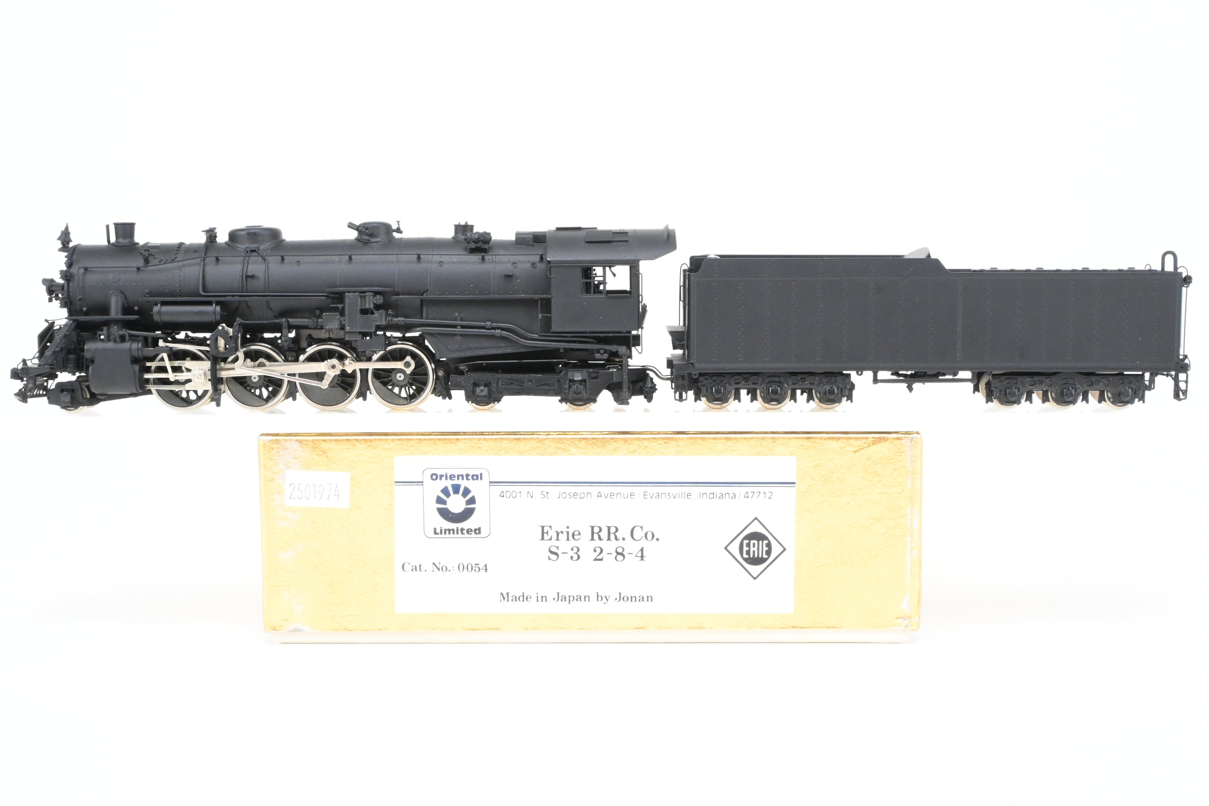 HO Scale Brass Oriental Limited Erie Railroad S-3 2-8-4 Steam Locomotive with Spoked Drivers and FP Configuration