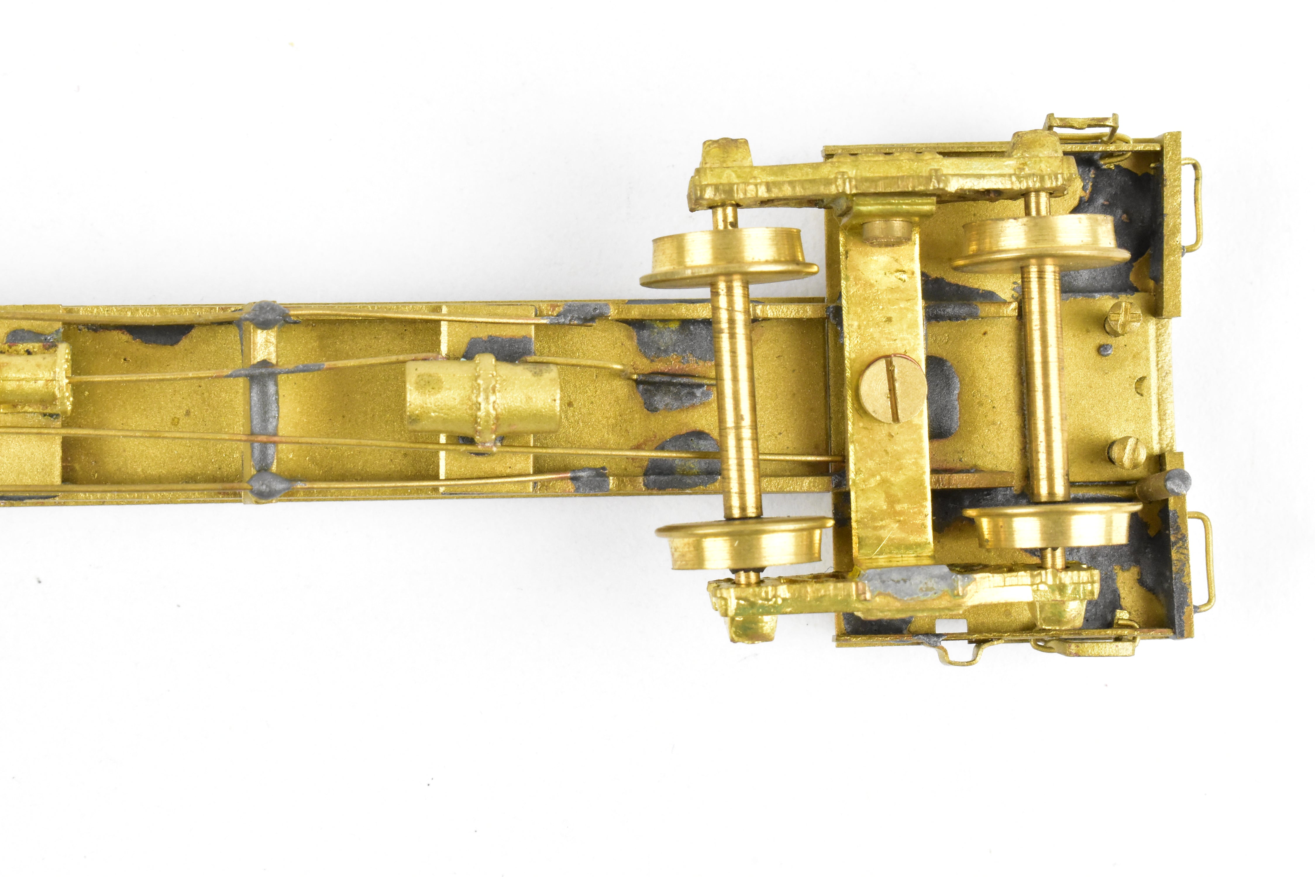 HO Scale Brass Model Train Log Car by Far East Distributors - Northern Pacific 41-Foot Log Car with Seattle Car & Foundry Archbar Trucks