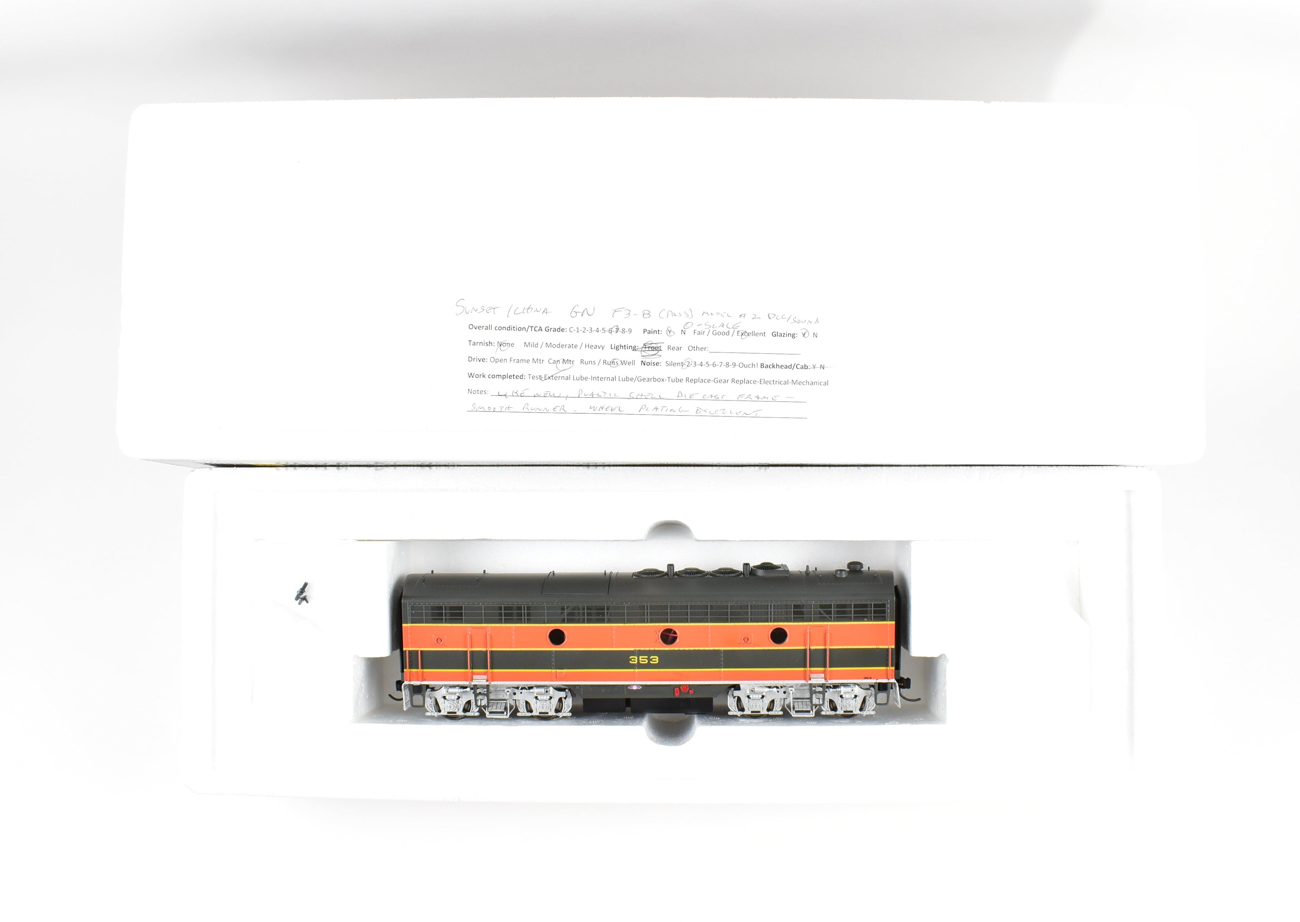O Scale Sunset Models Great Northern EMD F3B Hybrid DCC Sound Road #353