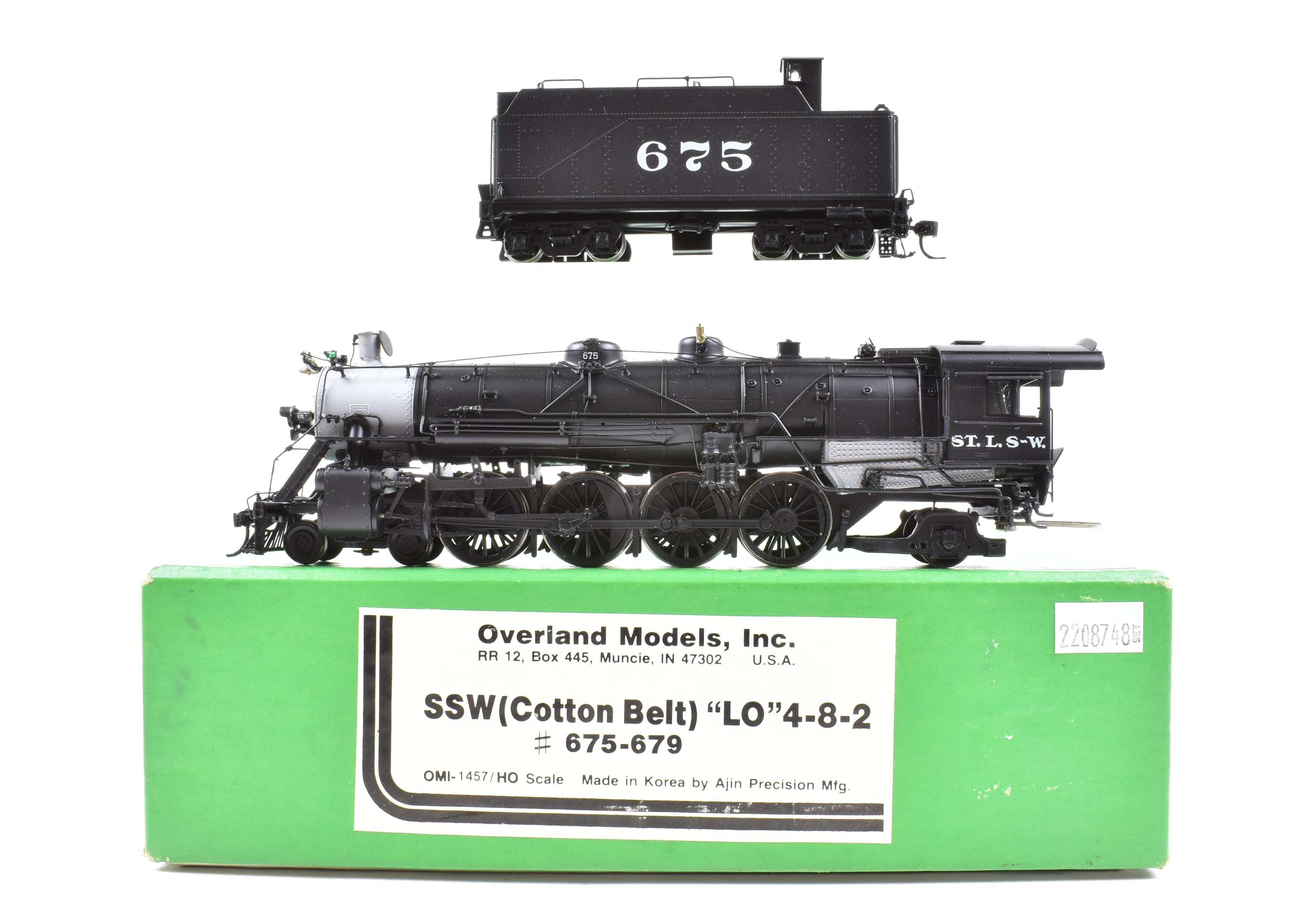 HO Scale Brass Model Steam Locomotive - Overland Models, Inc. OMI SSW - Cotton Belt LO 4-8-2 Mountain Professionally Painted