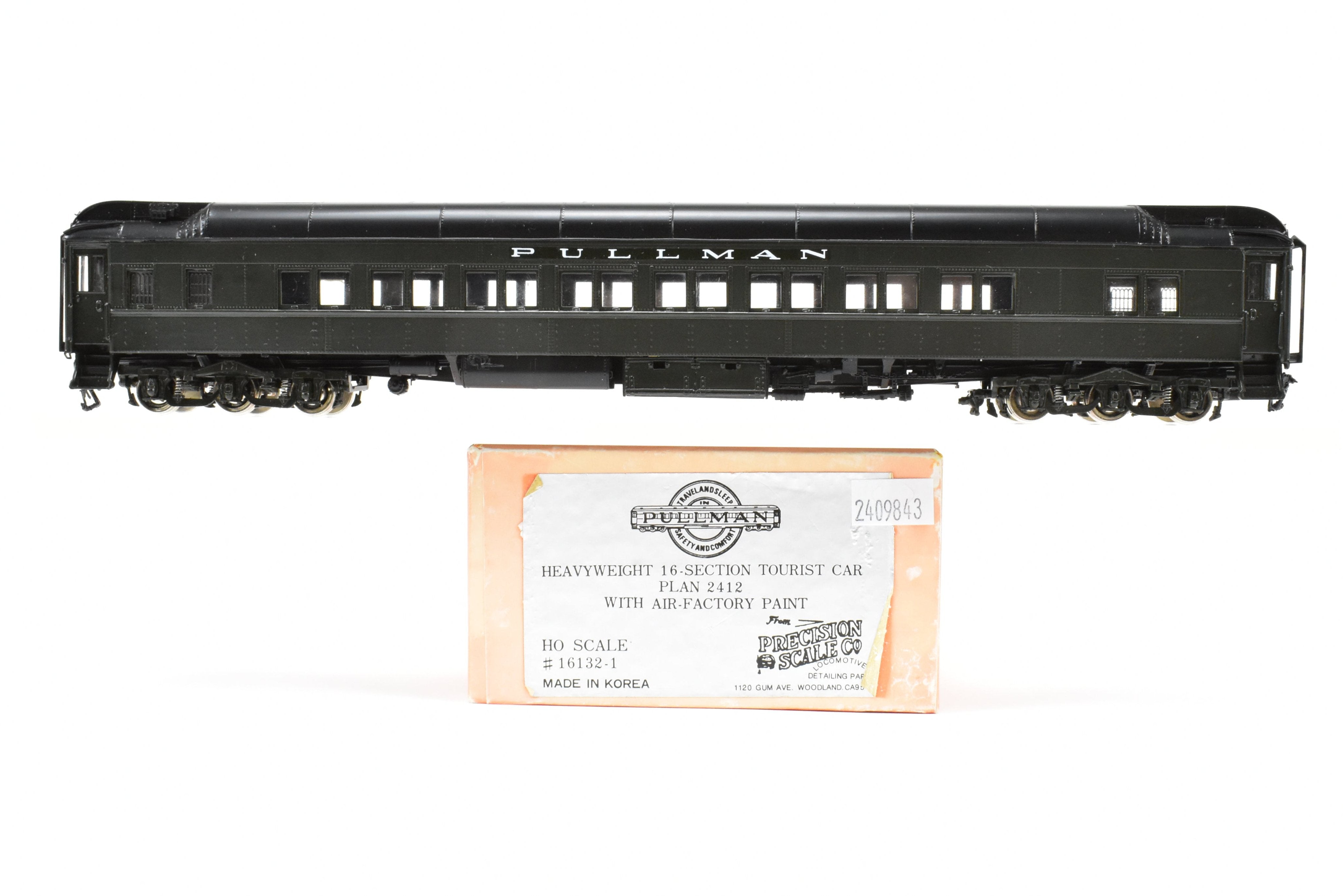 HO Scale Brass Precision Scale Co. (PSC) Pullman 80-Foot Sleeper Heavyweight 16-Section Tourist Car Plan 2412 with Factory-Painted Air