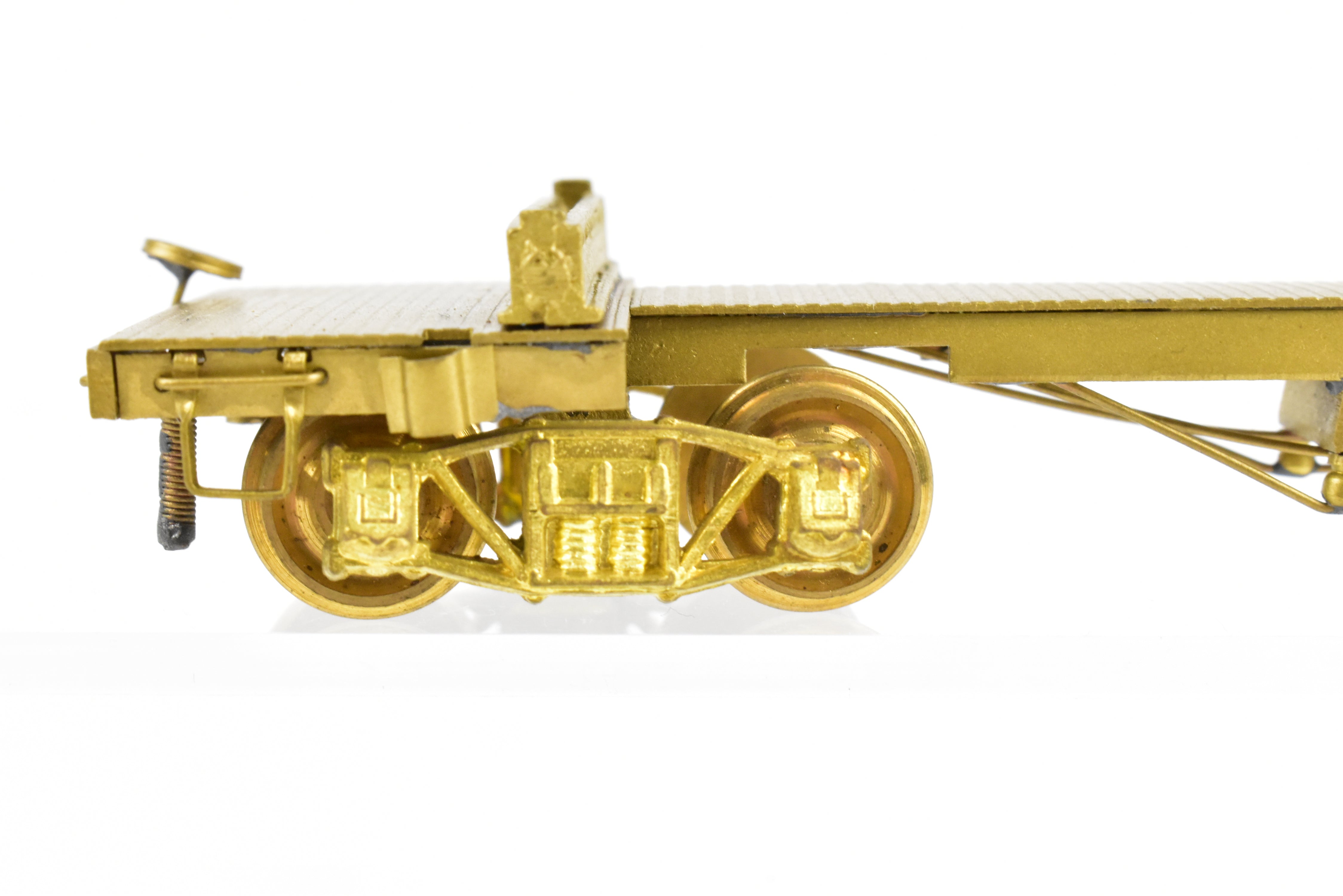 HO Scale Brass Model Train Log Car by Far East Distributors - Northern Pacific 41-Foot Log Car with Seattle Car & Foundry Archbar Trucks