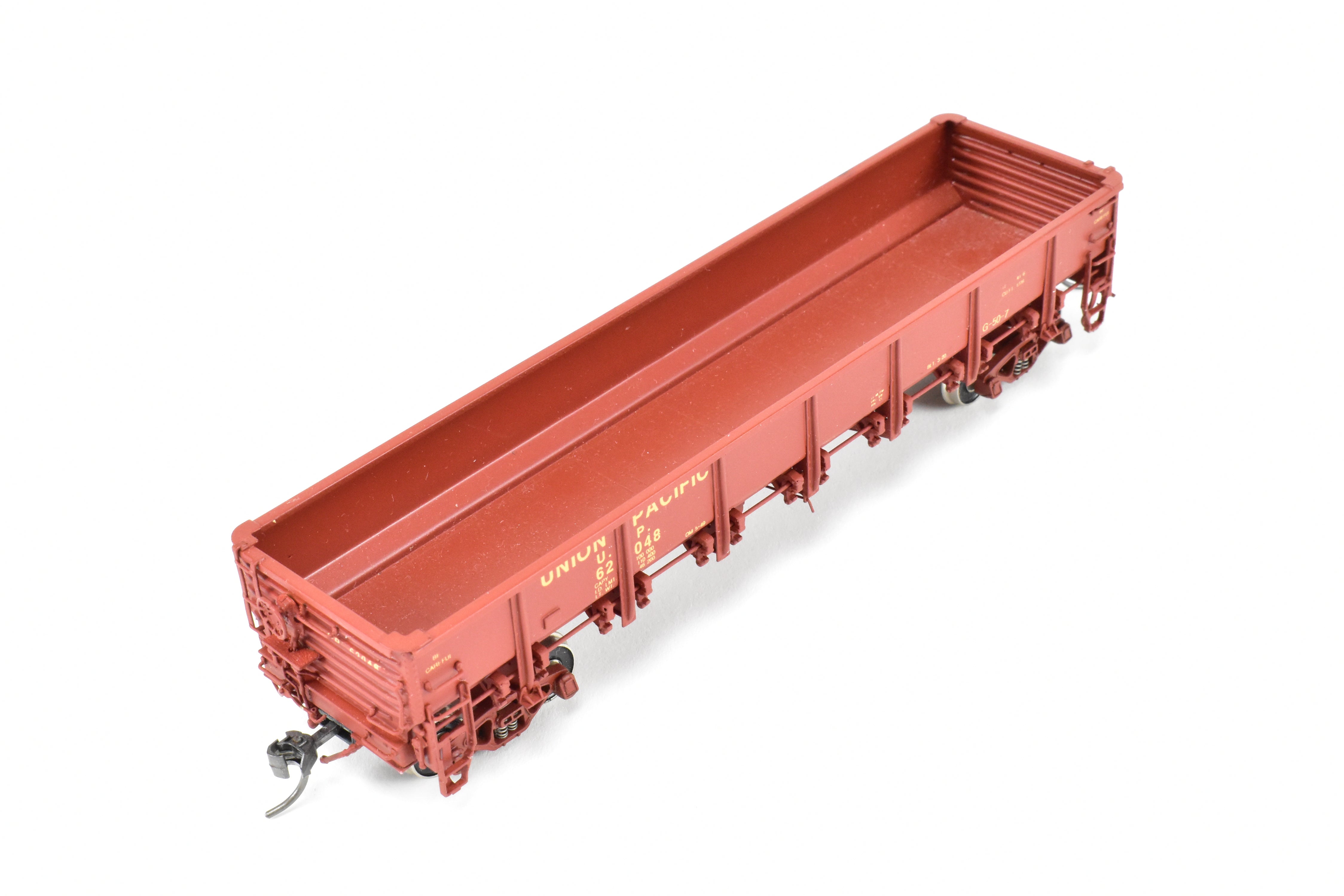 HO Scale Brass Gondola Model - Challenger Imports Union Pacific Class G50 - 7 Drop Bottom Gondola Version 1 with Single Side Sheets, Factory - Painted and Numbered FP #62048
