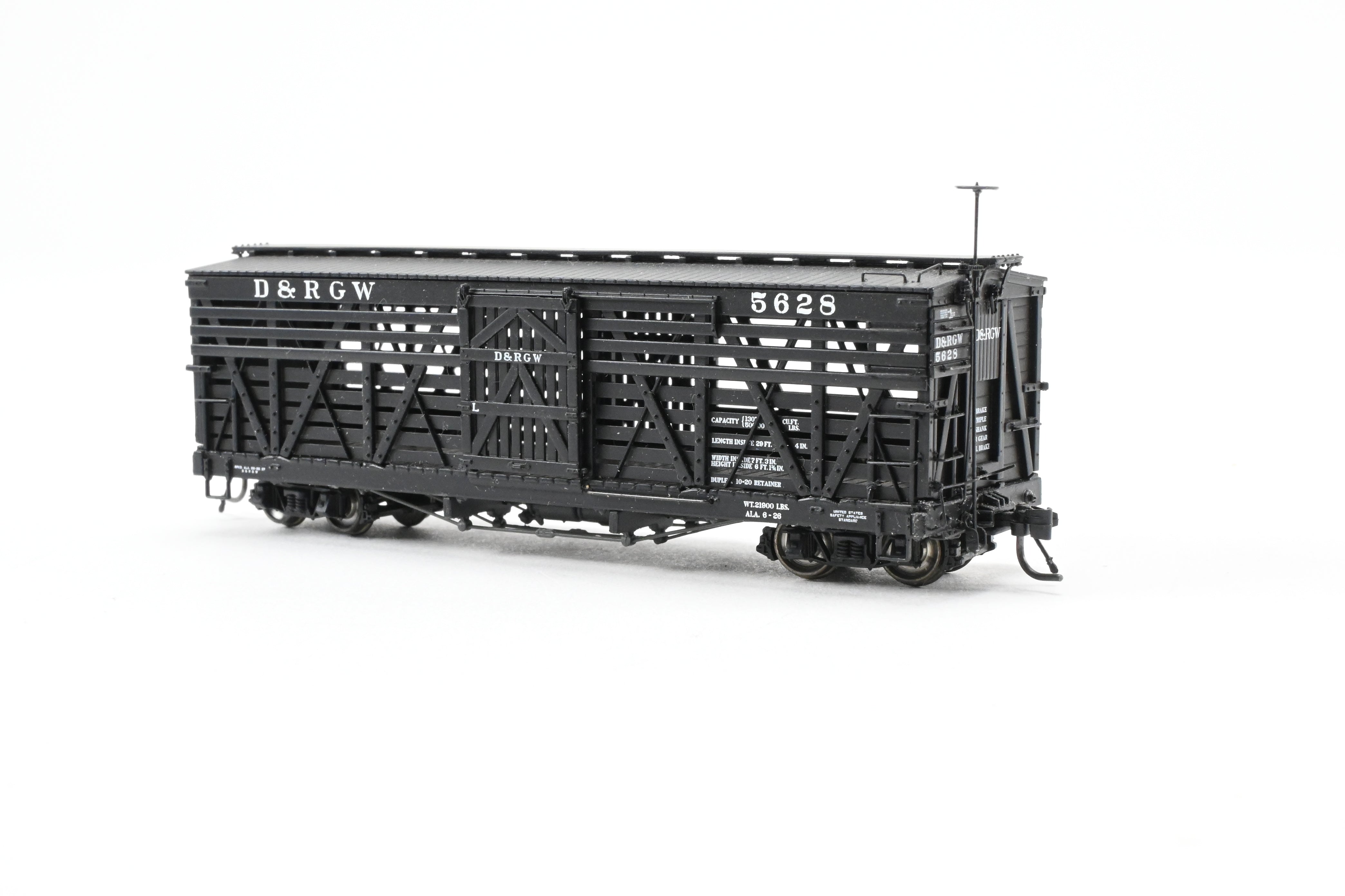 HOn3 Blackstone D&RGW - Denver & Rio Grande Western 30' Black Stock Car No. 5628