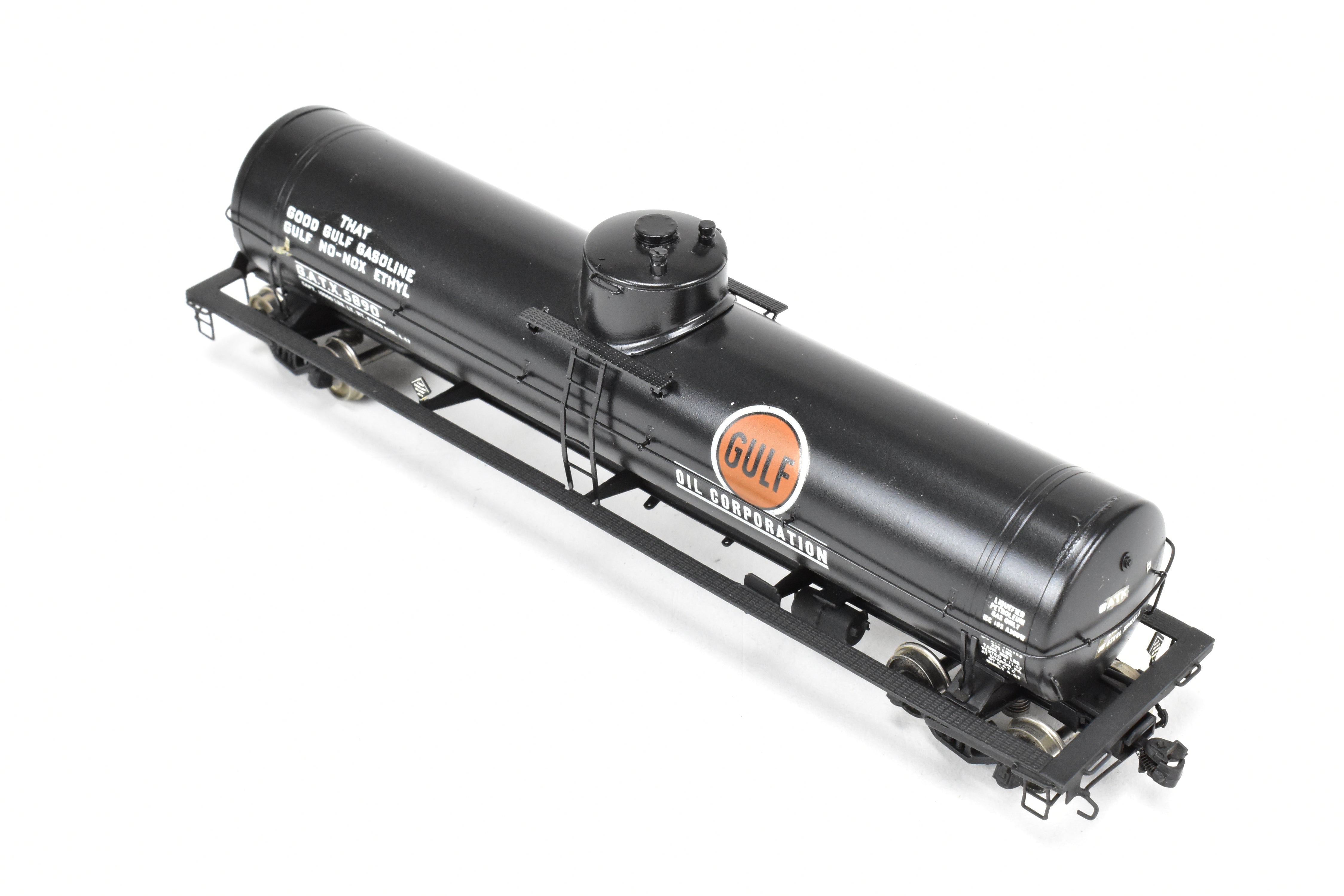 HO Scale Brass Precision Scale Co. Model 16,000 Gallon Tank Car with Gulf Oil Corporation Decals for Railroad Enthusiasts