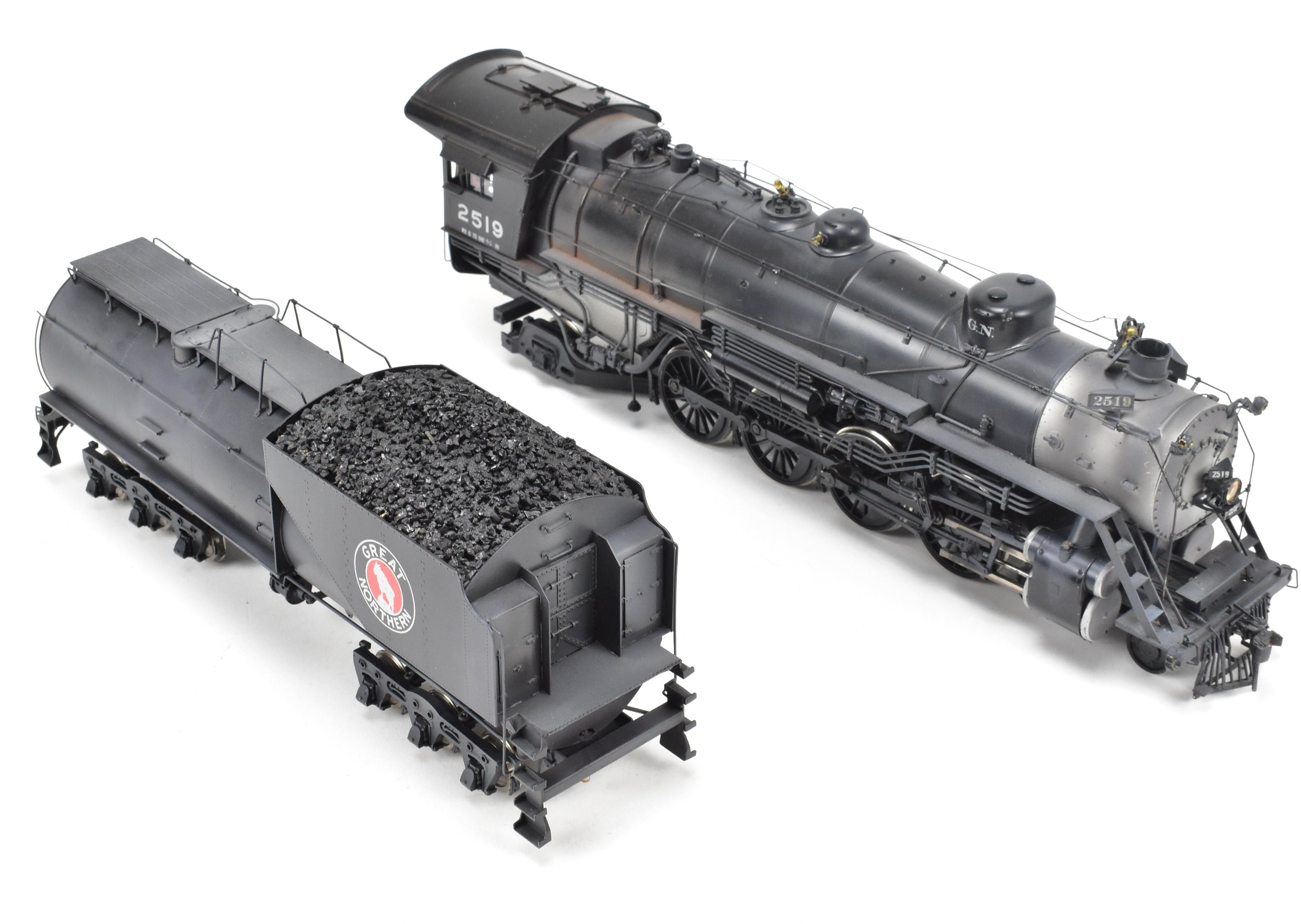O Scale Brass Model Train - Pecos River Brass Great Northern Class P - 2 4 - 8 - 2 Mountain Steam Locomotive, Black, No. 2519