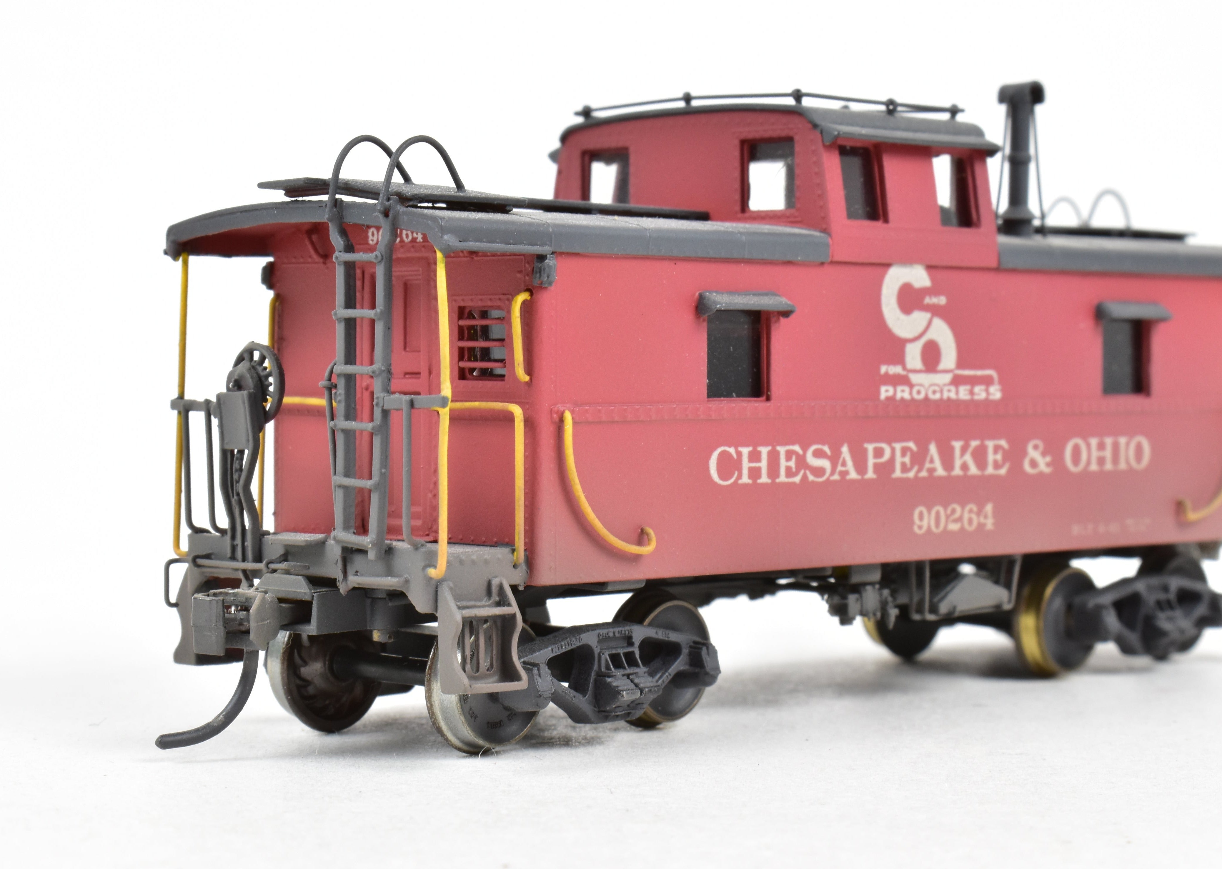 HO Scale Brass OMI - Overland Models, Inc. Chesapeake & Ohio (C&O) Steel Caboose Custom Painted in Caboose Red and Grimy Black from the #90200 - 90299 Series