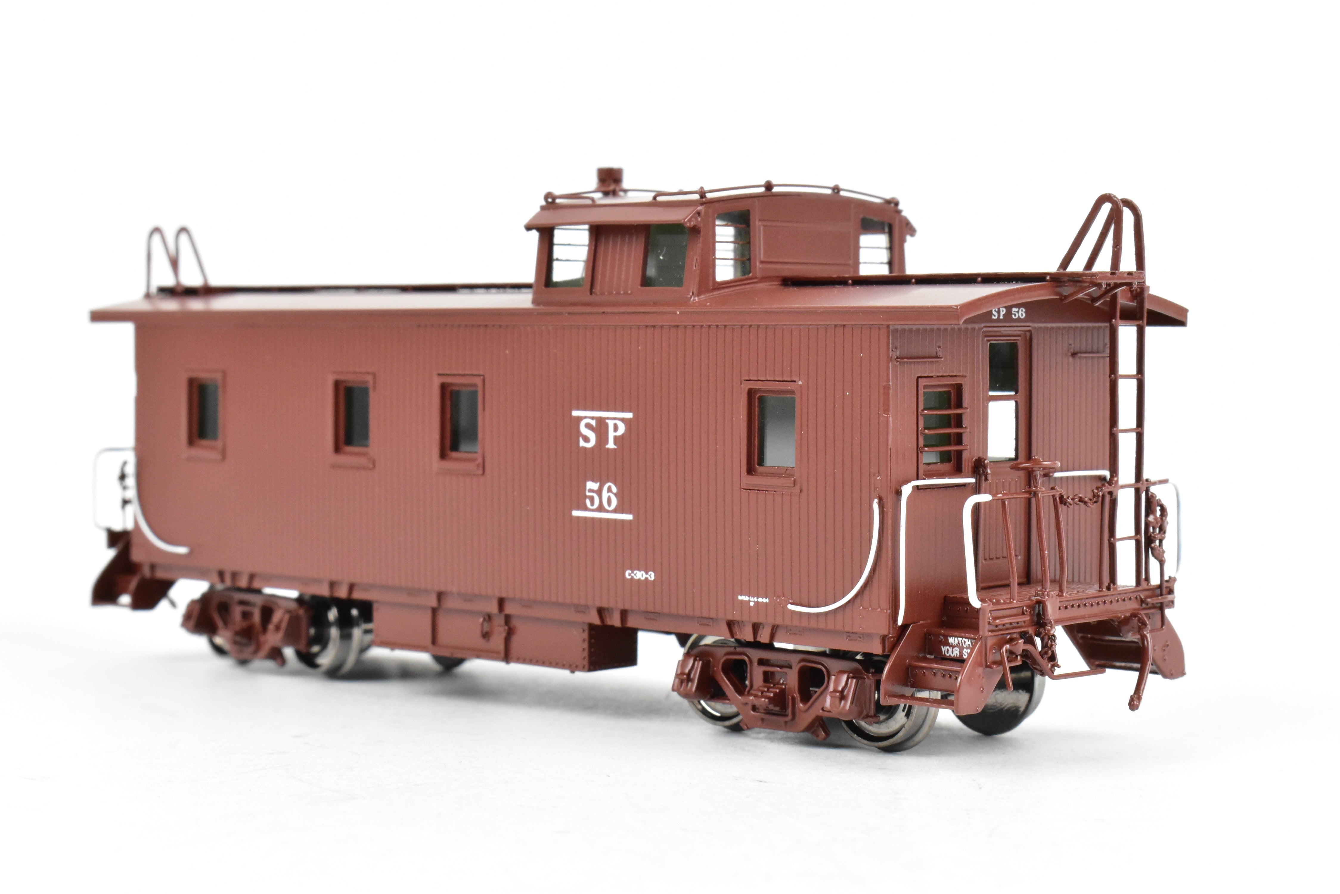 HO Scale Brass CIL - Challenger Imports Southern Pacific Wood Side Caboose Model with Slant Side Cupola, Class C - 30 - 3, Freight Car No. 56