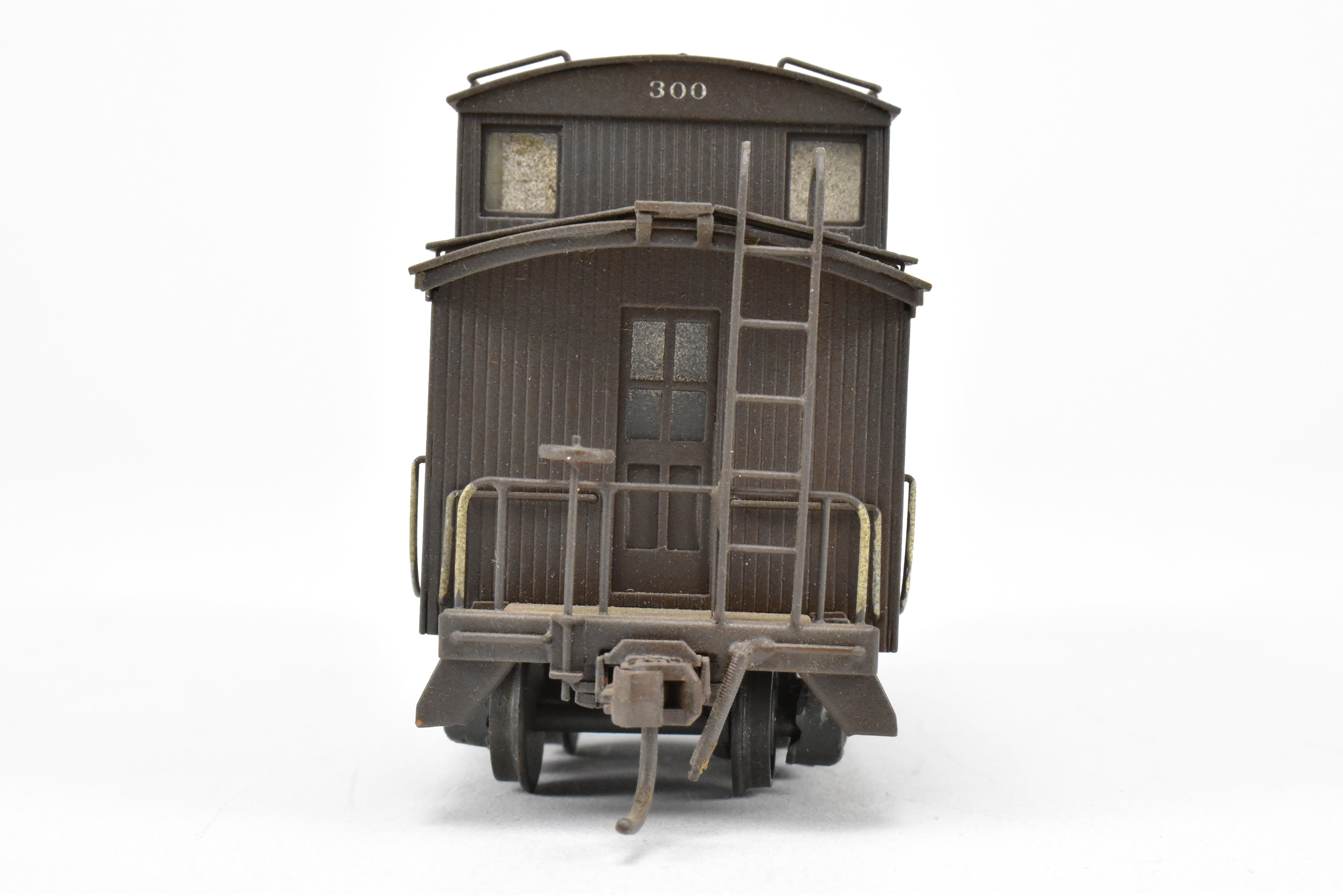 HO Scale Brass Model Trains by Trains, Inc. - ATSF Santa Fe Wood Caboose Custom Painted and Weathered, Number 300