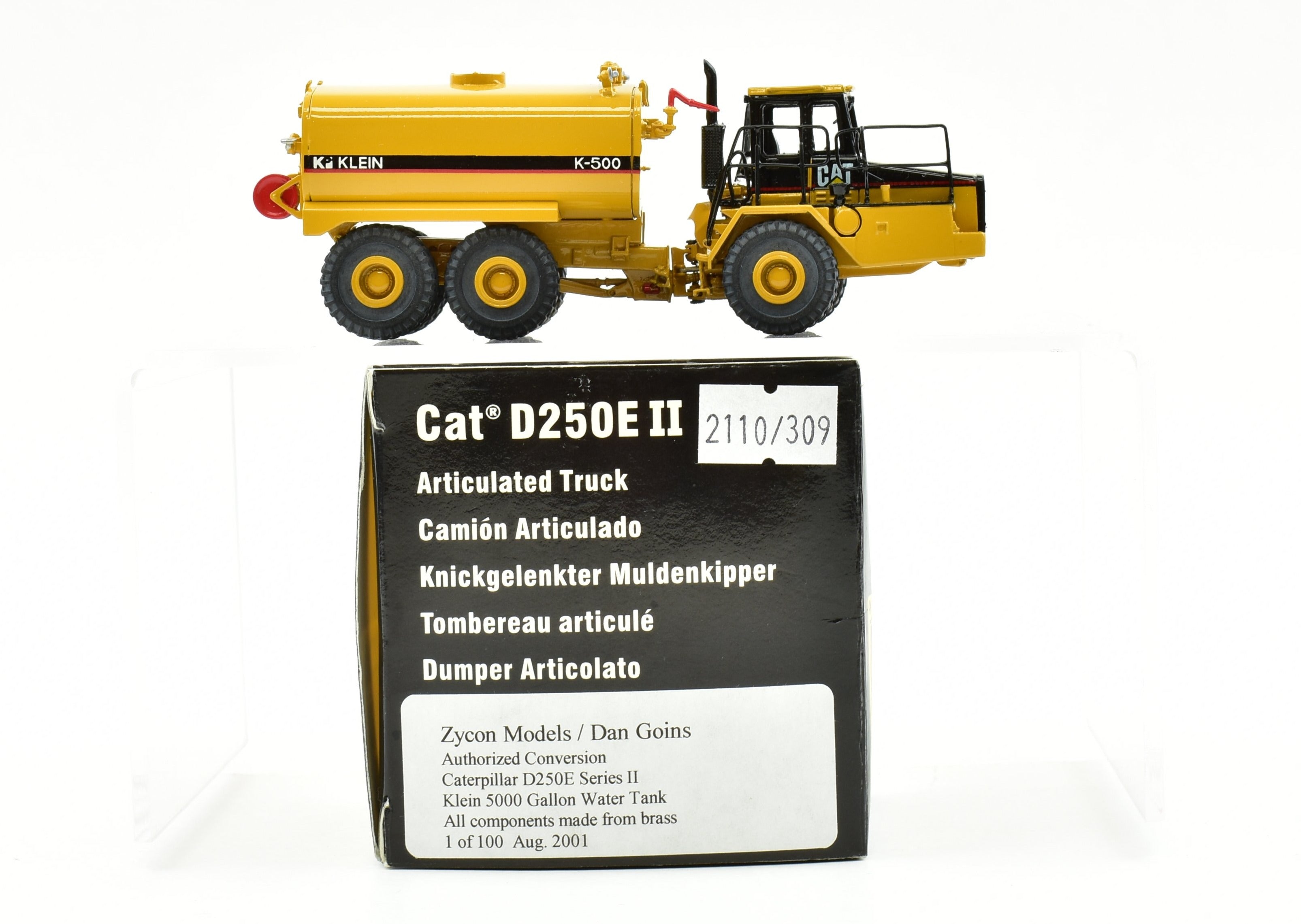 High - Quality HO Brass Construction Model - Zycon Models' Authorized Conversion of No. K500 Caterpillar D250E Series II Articulated Truck with Klein Water Tank