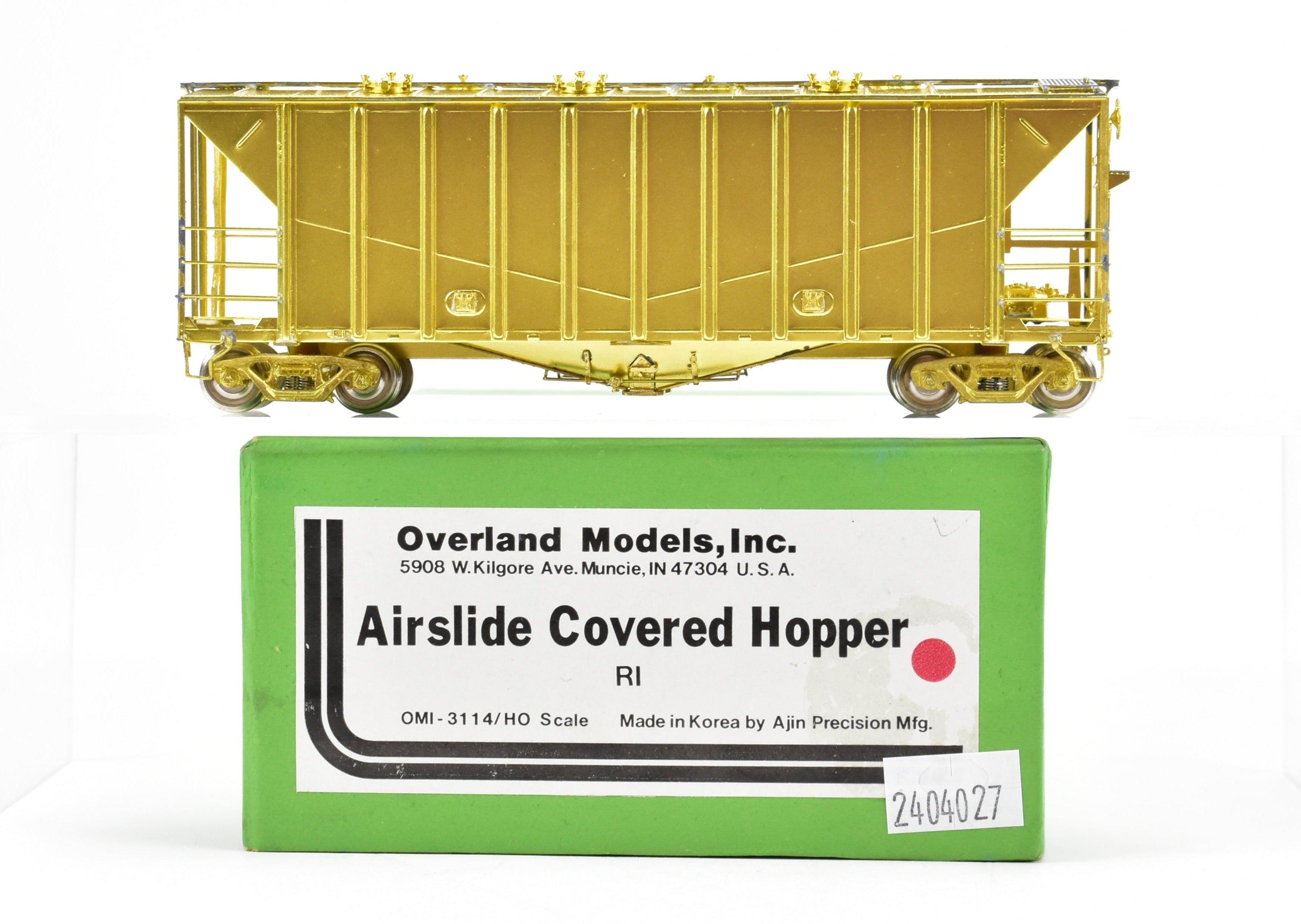 HO Scale Brass Rock Island Airslide Covered Hopper Model by OMI - Overland Models, Inc.