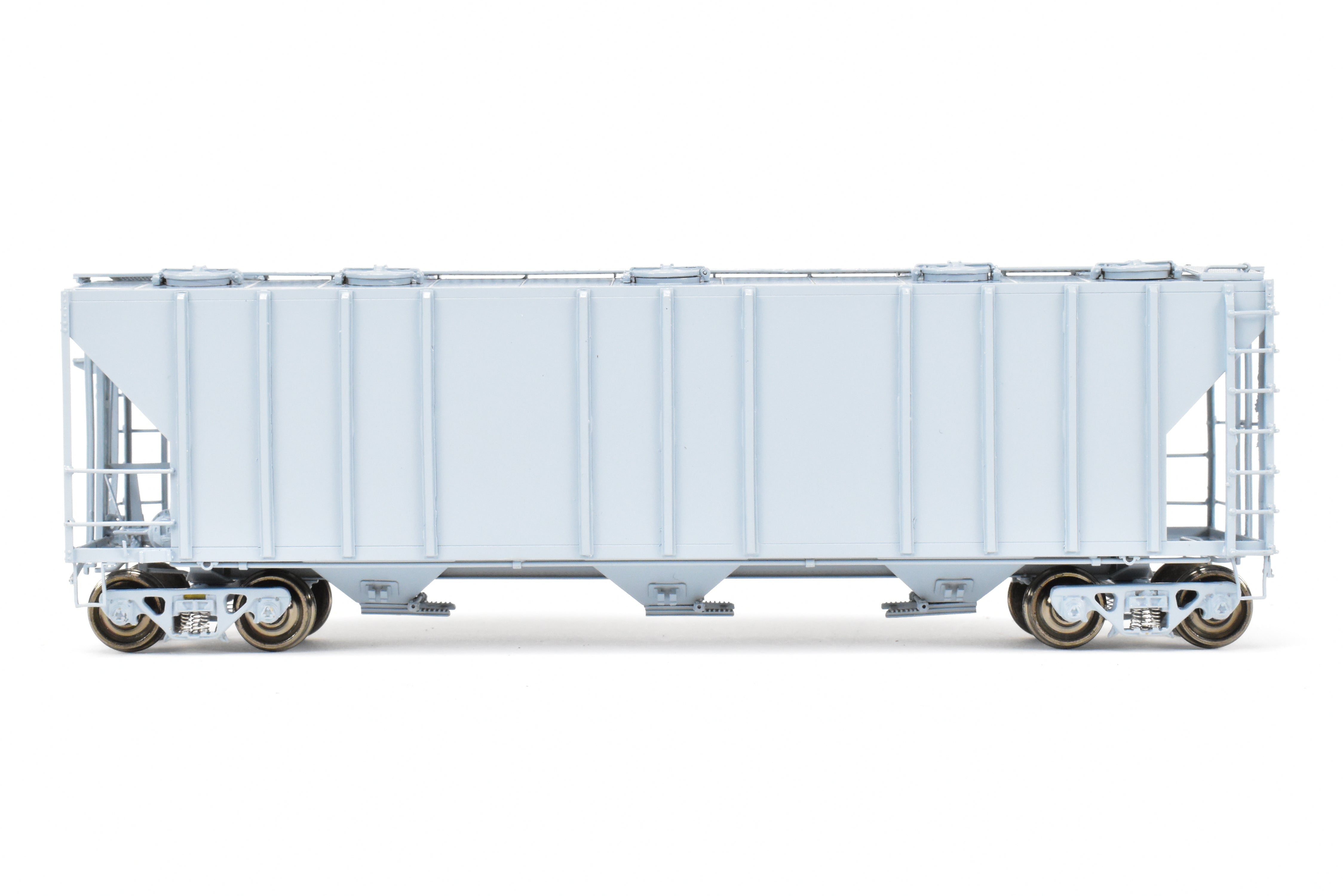 HO Brass OMI PS-2 Central Discharge Covered Hopper Car, Scalecoat #20 Gray Unlettered