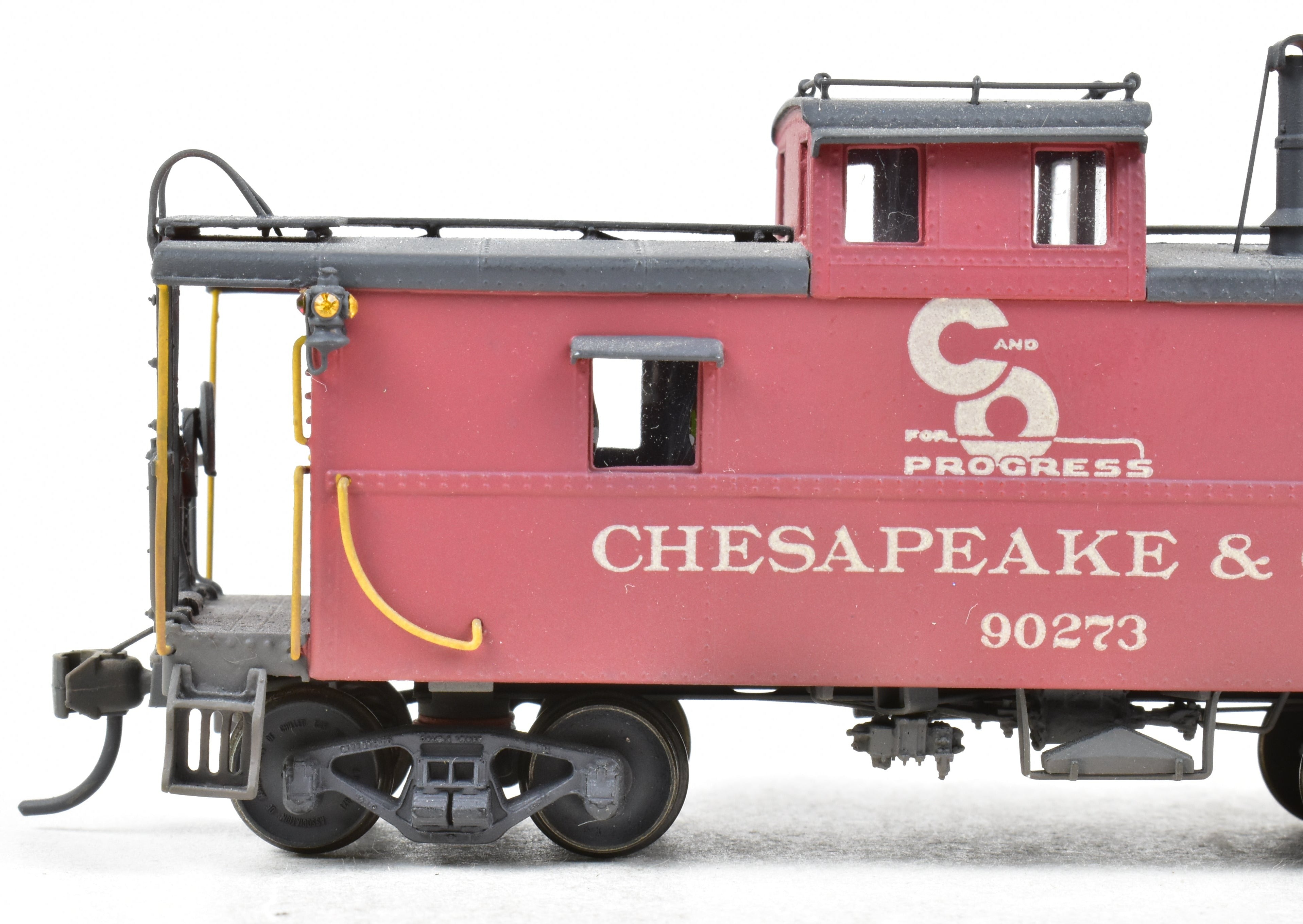 HO Scale Brass OMI - Overland Models, Inc. Chesapeake & Ohio (C&O) Steel Caboose from #90200 - 90299 Series, Custom - Painted and Weathered No. 90273 Model Train Collectible