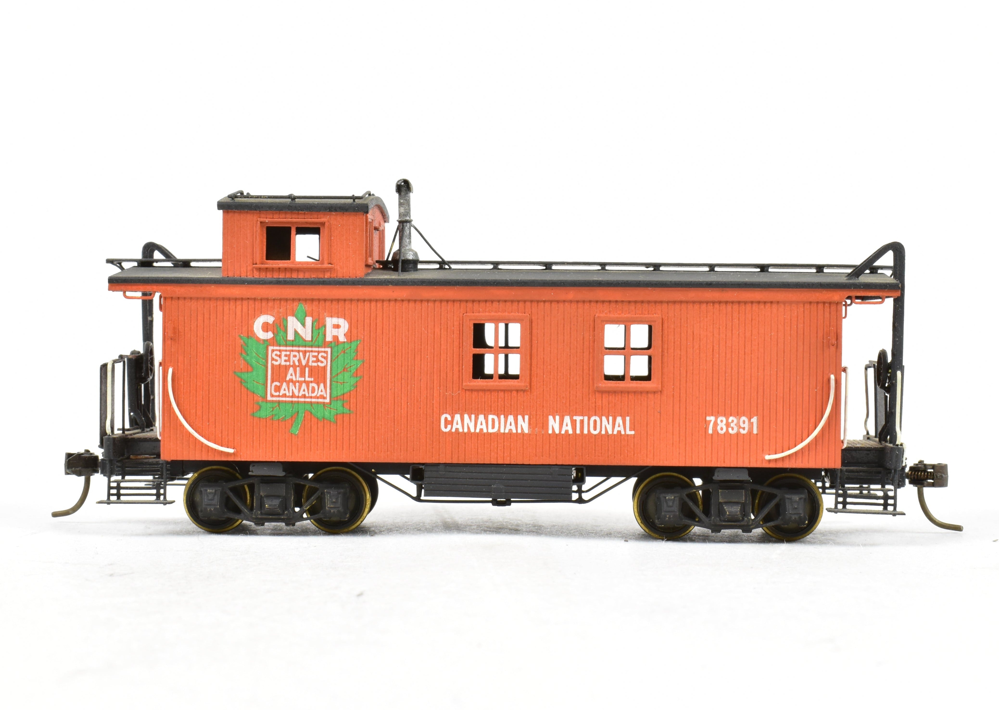 Custom Painted HO Brass PFM Canadian National Railway Wood Caboose #78391 by Van Hobbies