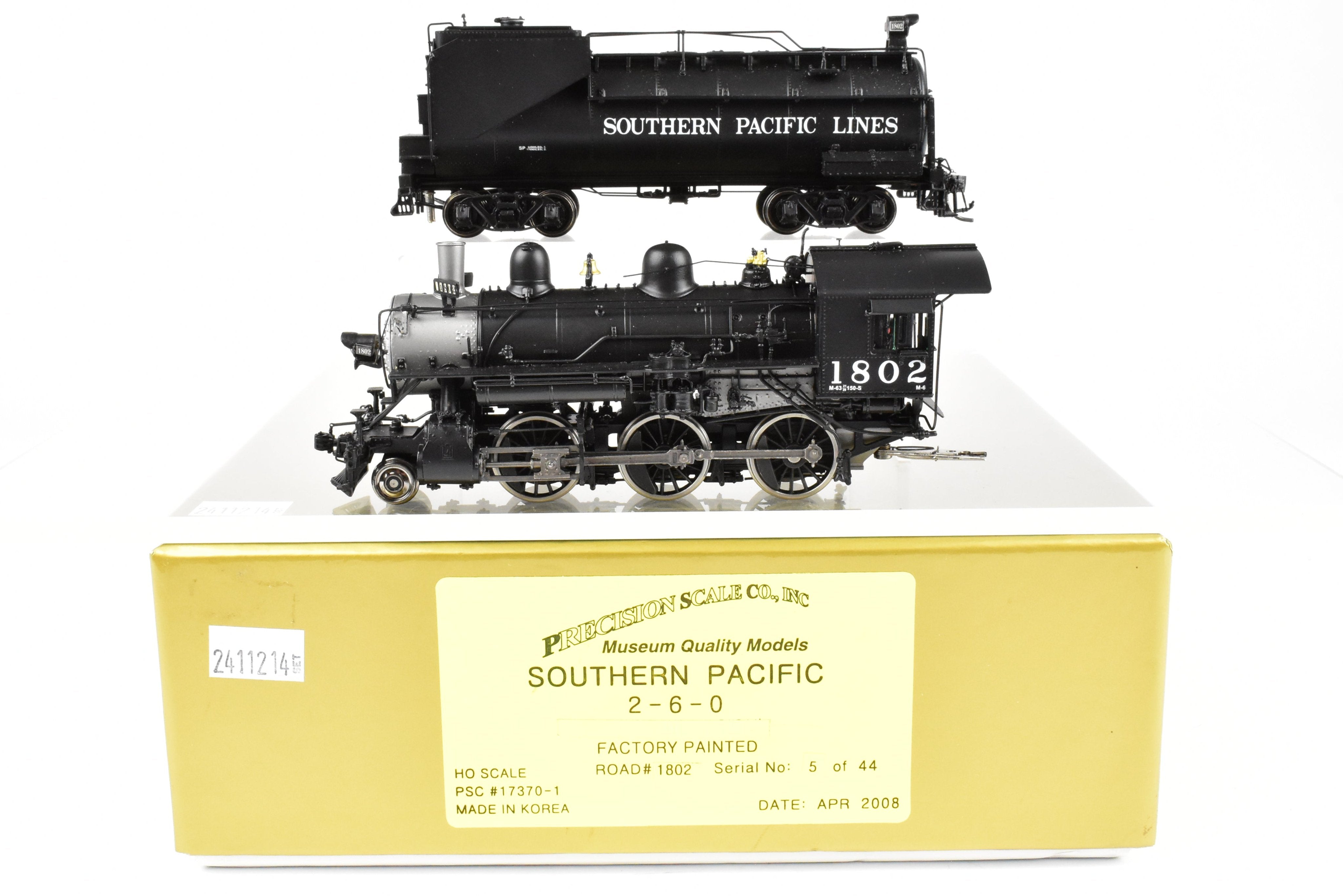 HO Scale Brass Precision Scale Co. Southern Pacific M - 6 Class 2 - 6 - 0 Factory Painted Locomotive No. 1802