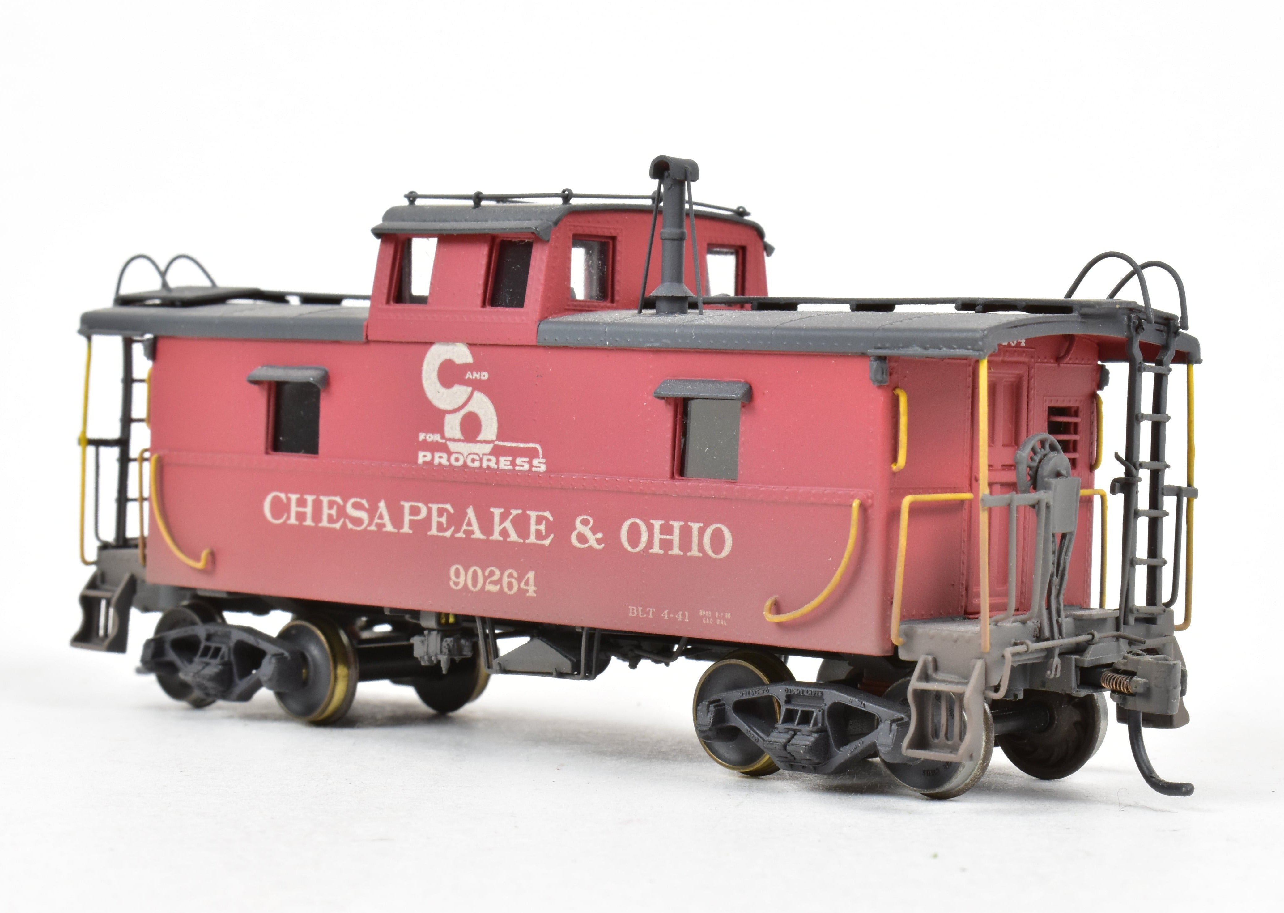 HO Scale Brass OMI - Overland Models, Inc. Chesapeake & Ohio (C&O) Steel Caboose Custom Painted in Caboose Red and Grimy Black from the #90200 - 90299 Series