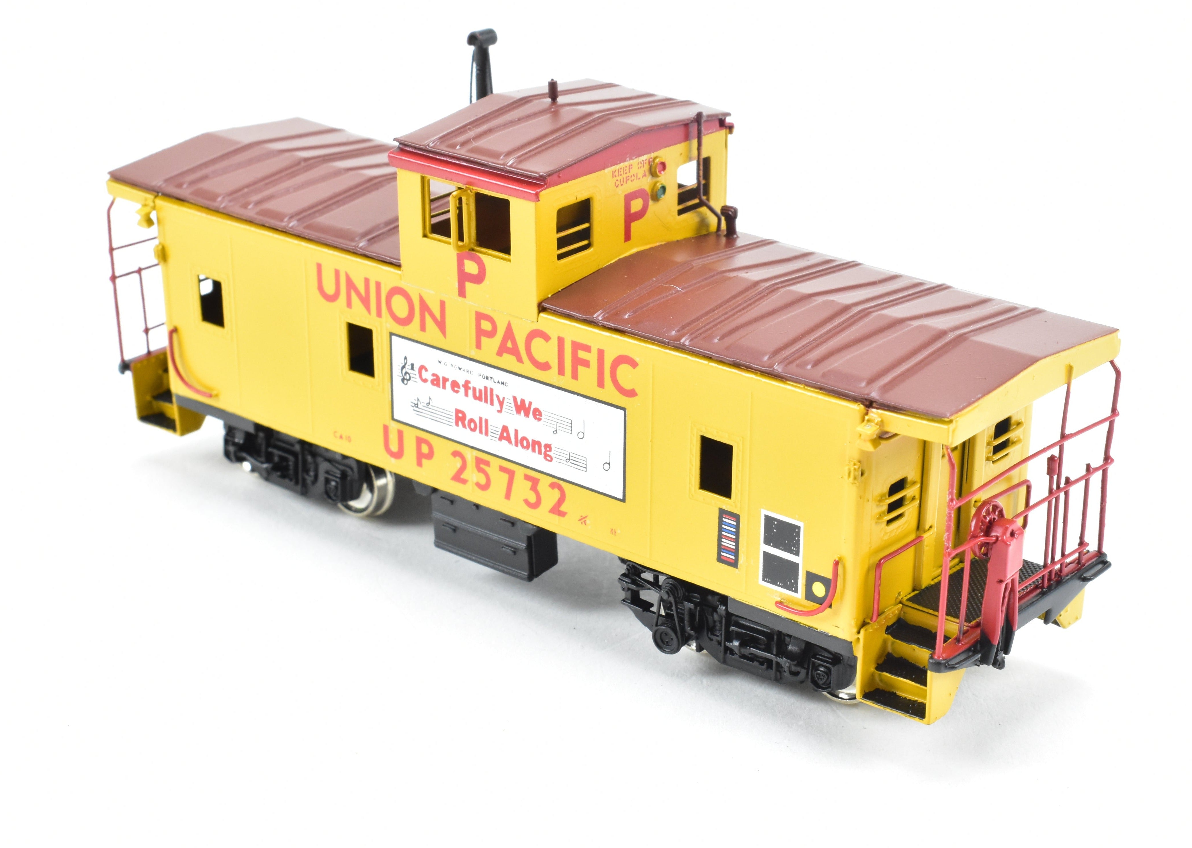 HO Scale Brass Union Pacific CA - 10 Caboose Model by Overland Models, Inc. (OMI) with Custom Paint and Slogan #25732