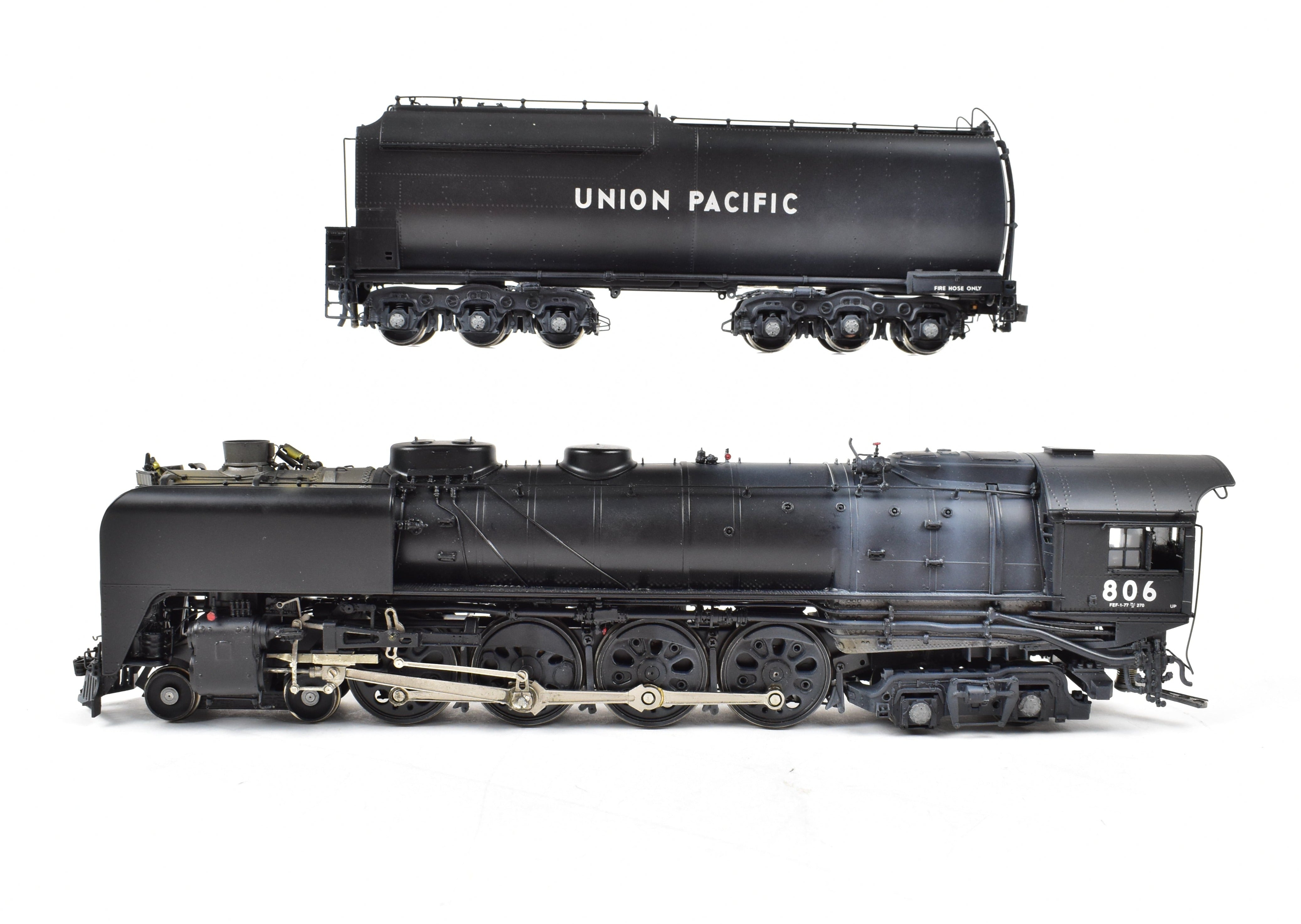 HO Scale Brass Model Train - Overland Models Inc. Union Pacific FEF - 1 4 - 8 - 4 Locomotive No. 806 with Light Weathering and Factory Painting