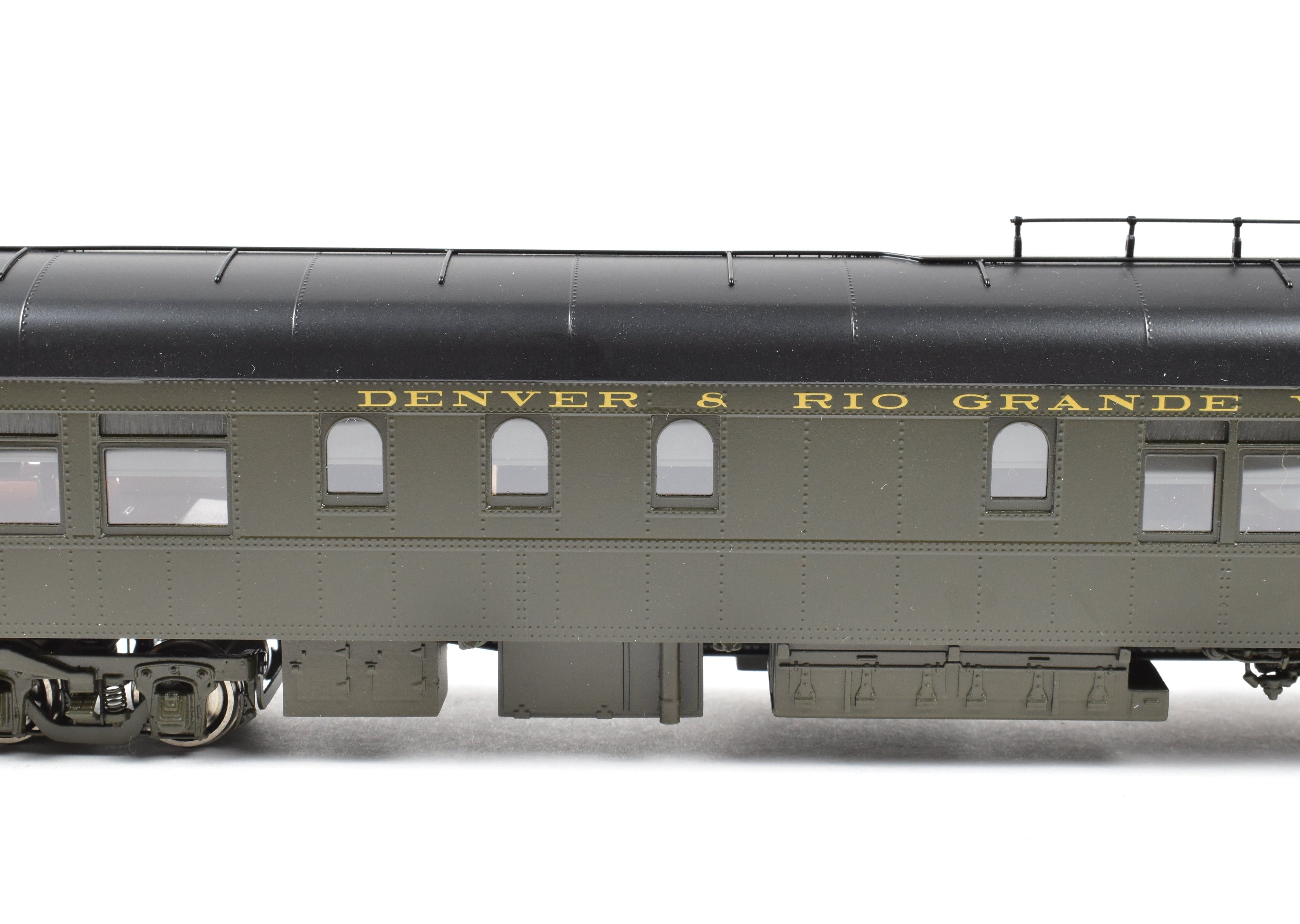 HO NEW Brass North Bank Line D&RGW 107 Business Car in Pullman Green (1951 - 1955)