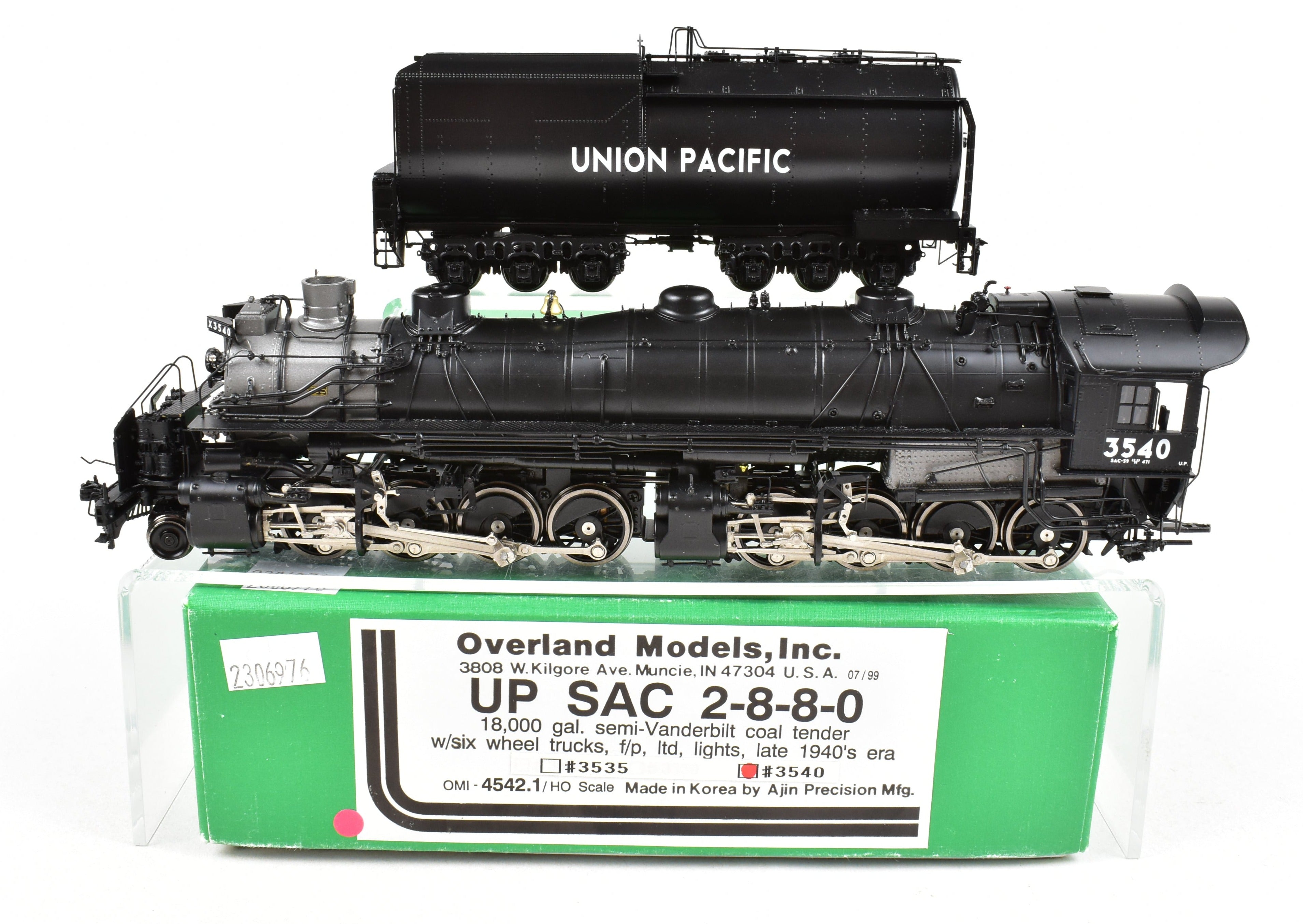 HO Scale Brass Union Pacific SAC 2-8-8-0 FP No. 3450 by Overland Models