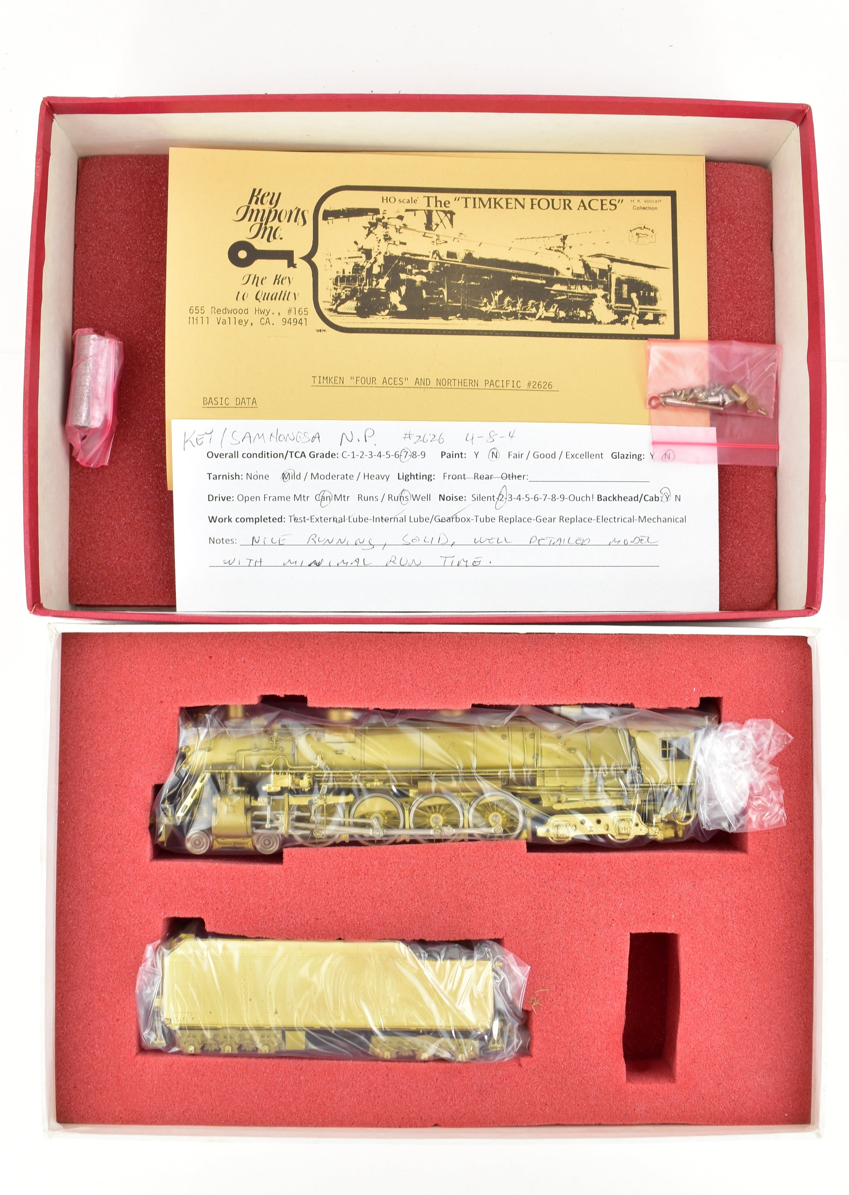High - Quality HO Scale Brass Model Train Key Imports Classic NP - Northern Pacific Class A - 1 4 - 8 - 4 Steam Locomotive No. 2626