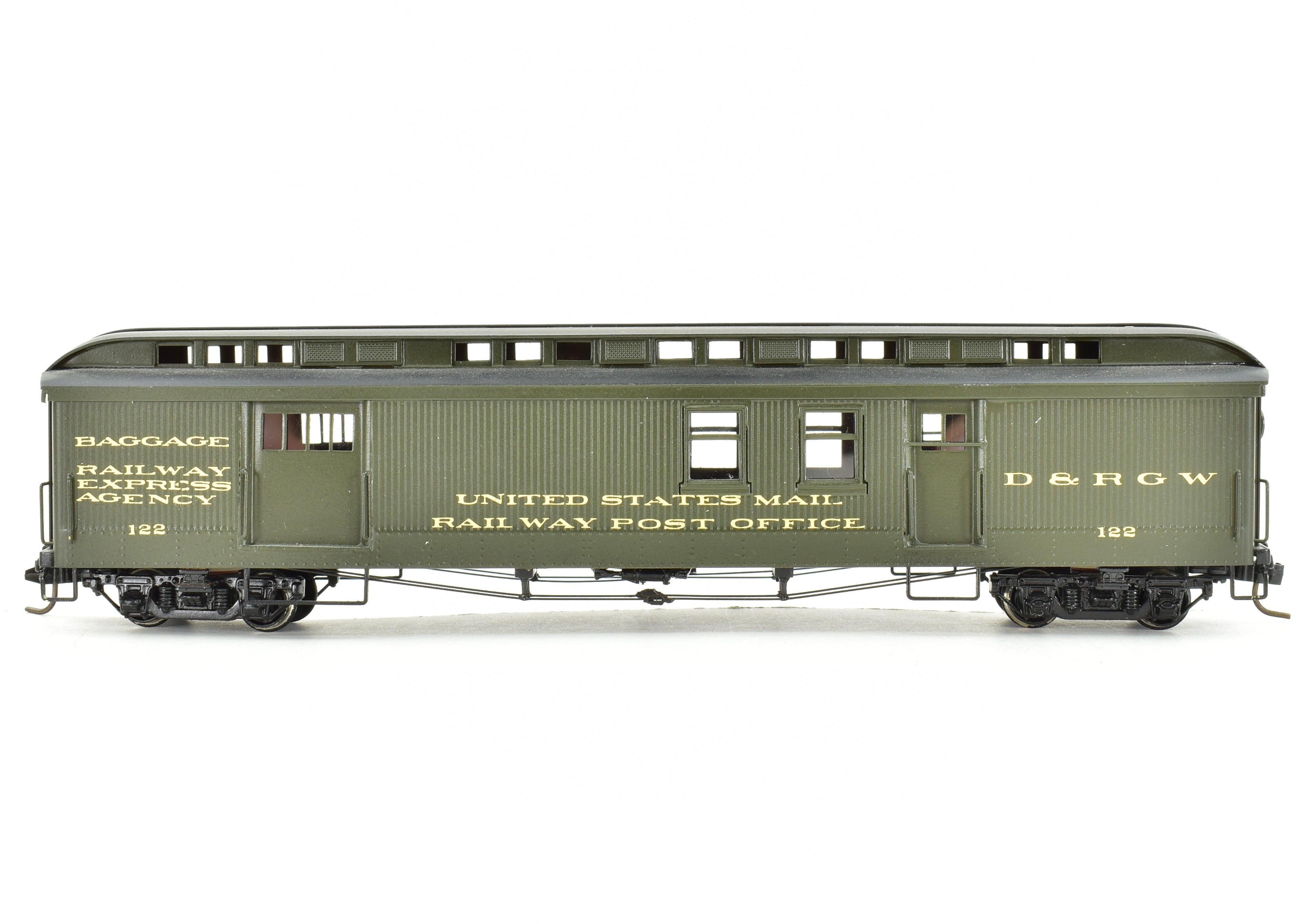 HOn3 Scale Custom-Painted Brass D&RGW - Denver & Rio Grande Western RPO Car by NJ Custom Brass, No Original Box