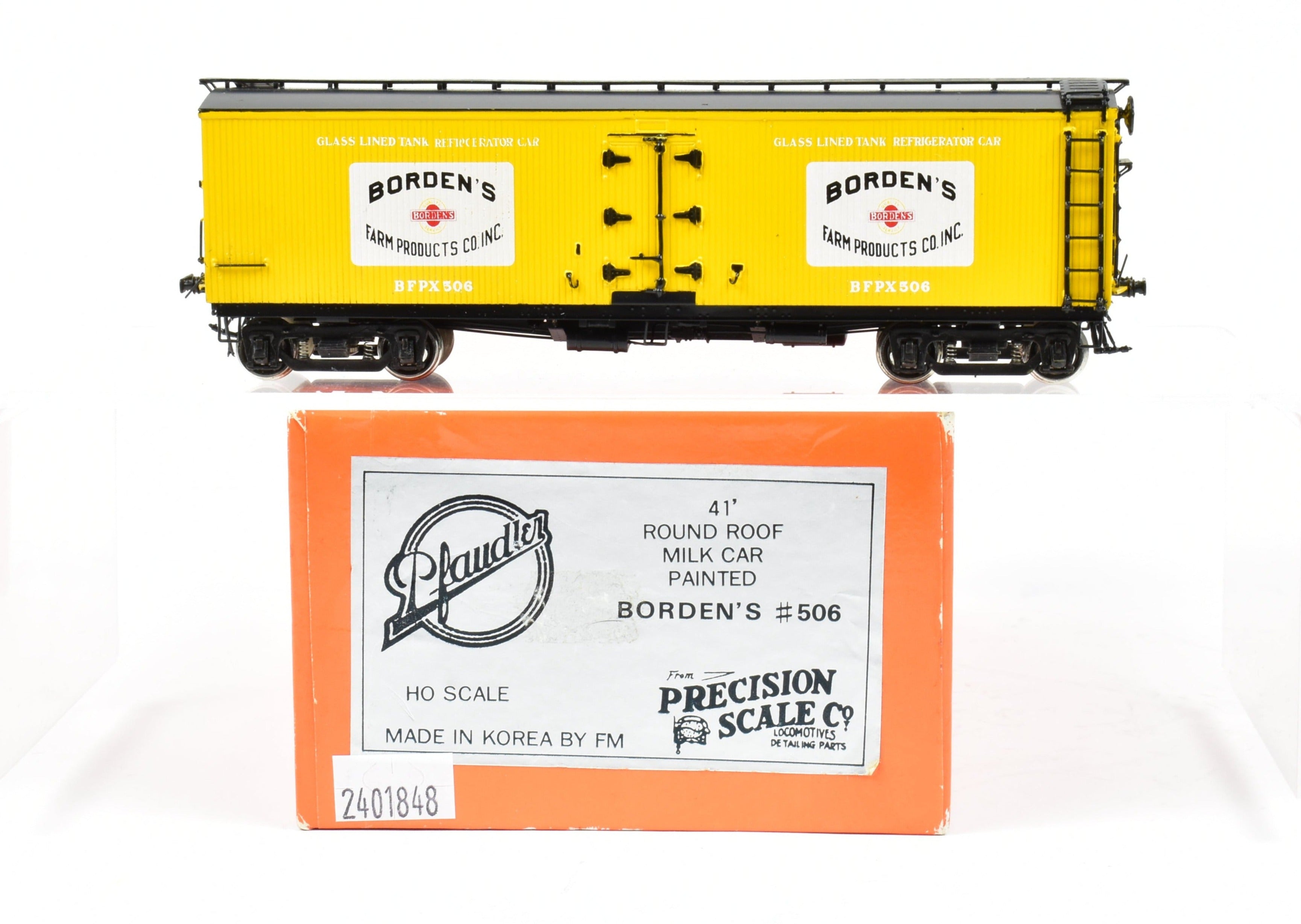 HO Scale Brass Precision Scale Co. Model Railroad 41' Pfaudler Wood Sheath Milk Car Bordens FP from Various Roads
