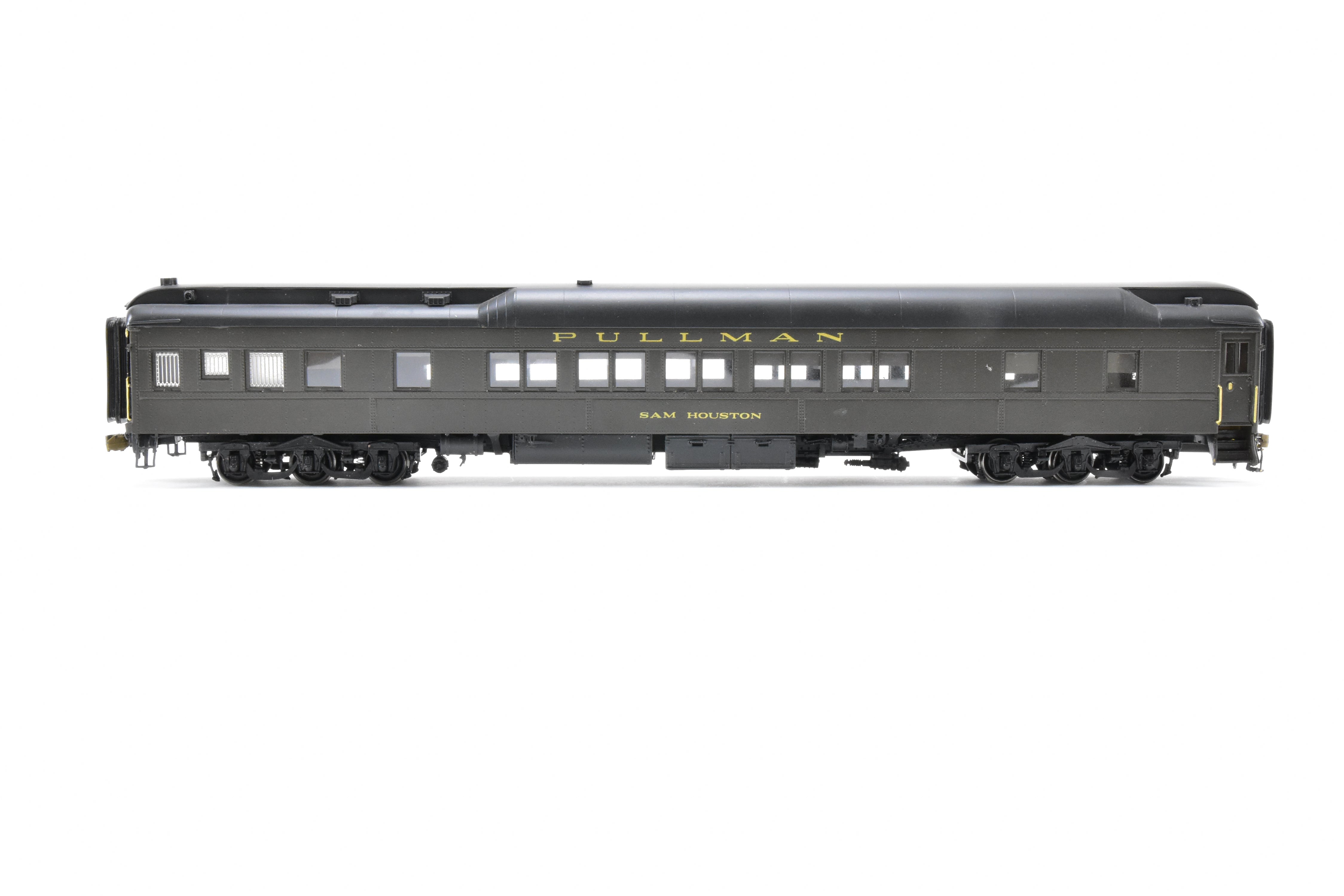 HO Scale Brass Precision Scale Co. (PSC) Pullman 80-Foot Sleeper Model with 10-1-2 Plan 4074 and Single Vestibule, Mechanically Air-Lettered 'Sam Houston'