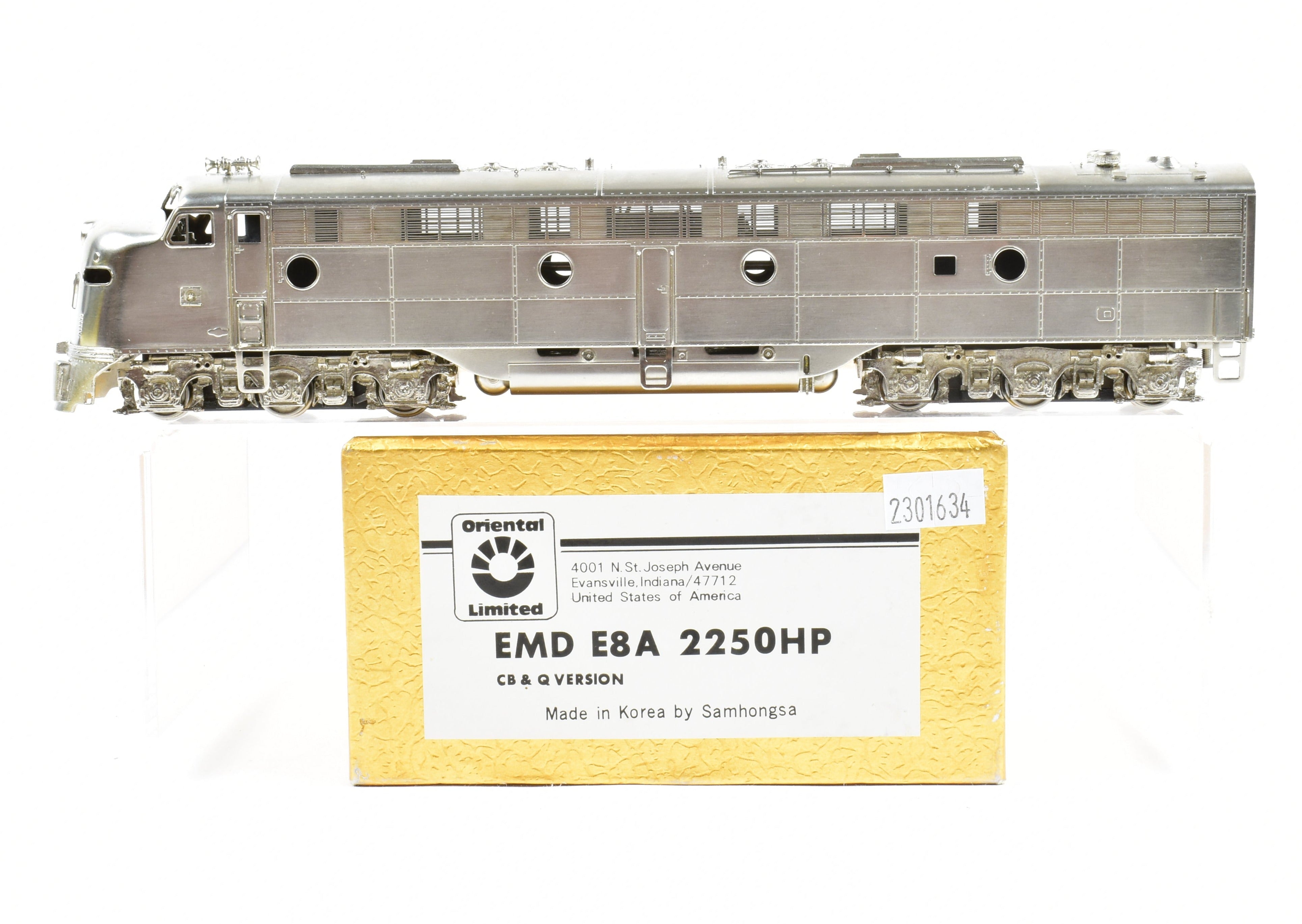 HO Scale Brass Oriental Limited CB&Q - Burlington Route EMD E8A 2250 HP Factory Plated Model