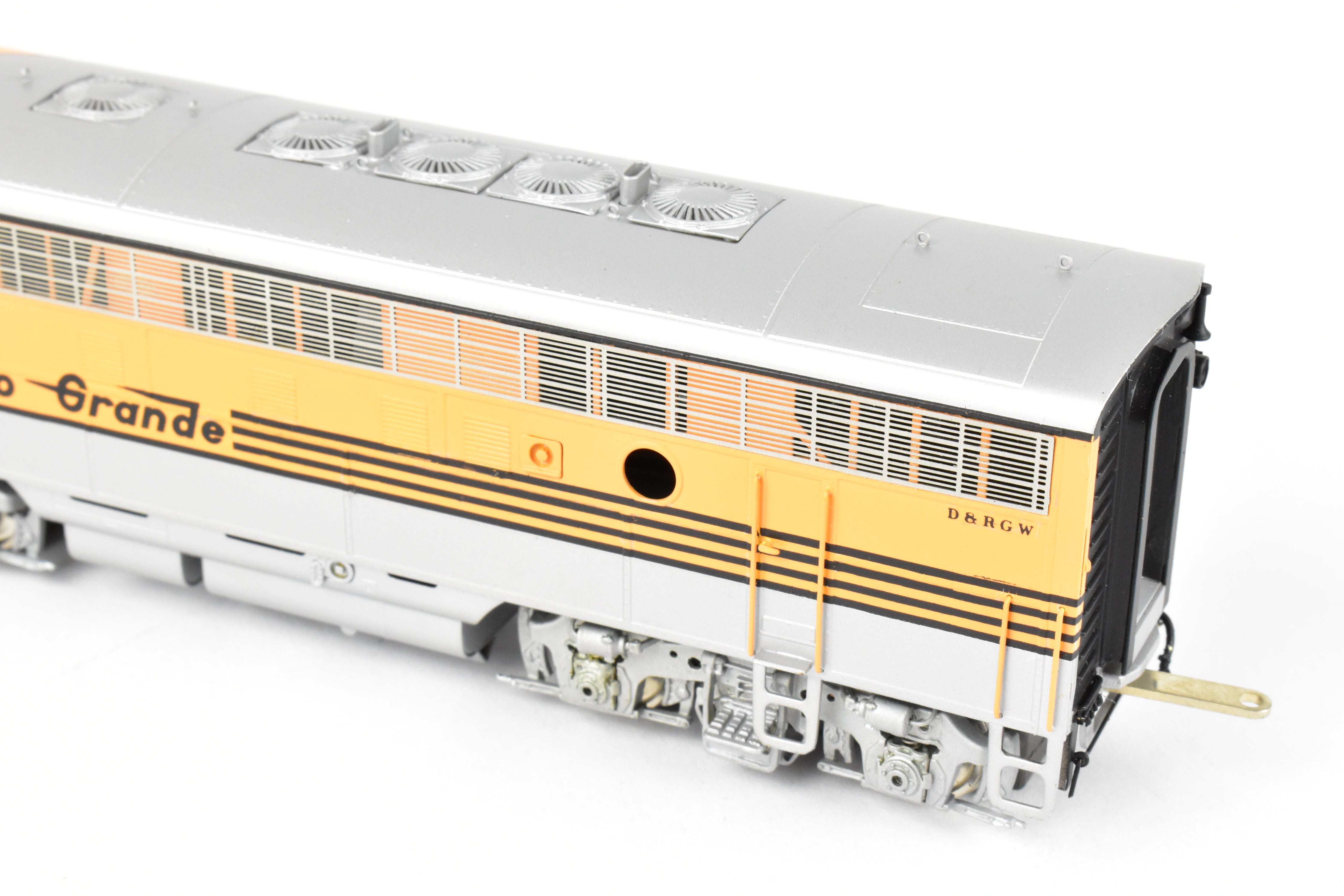 HO Brass Oriental Limited D&RGW EMD F7 A/B/B/A Set, 1500 HP, 5-Stripe Paint
