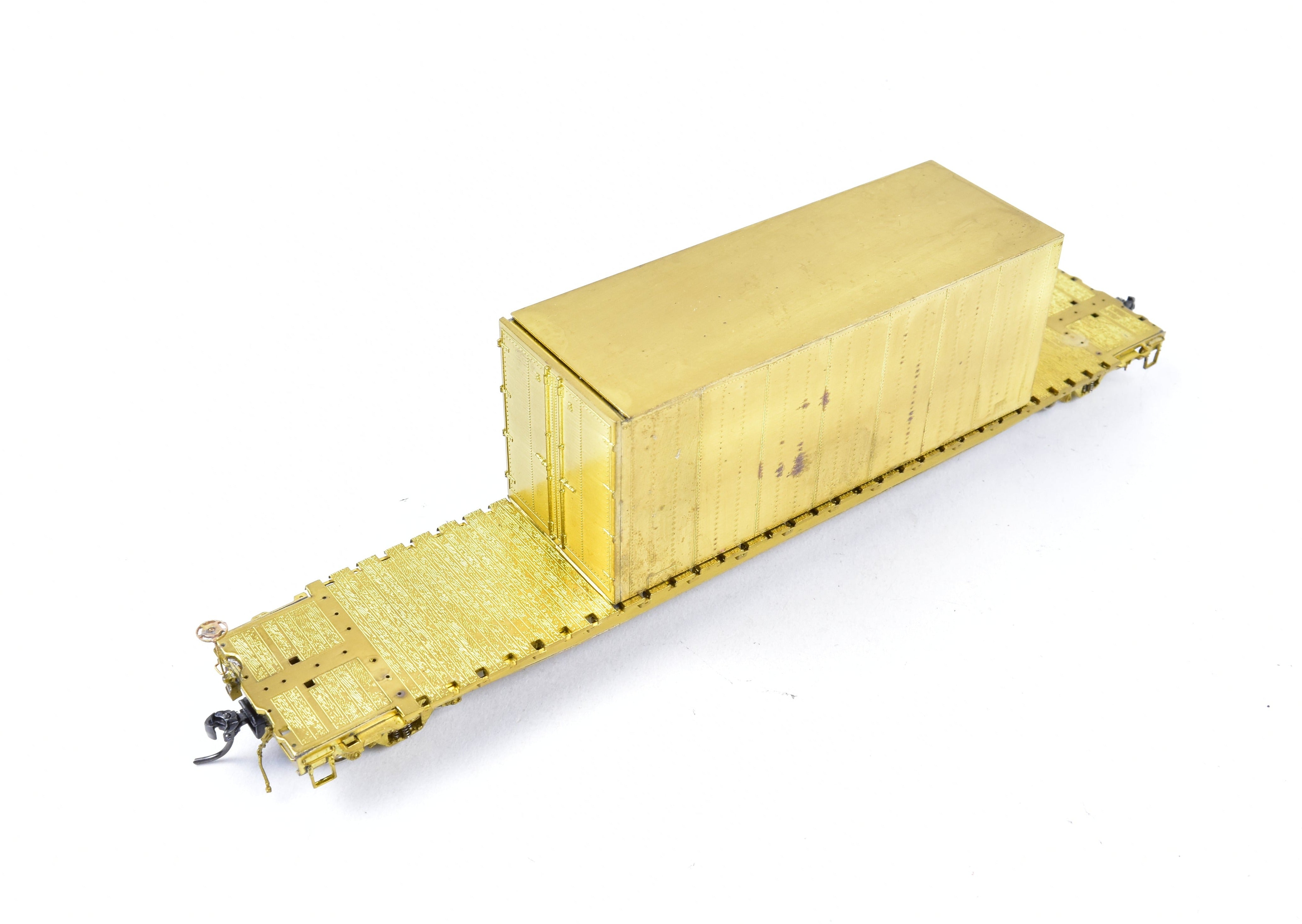 HO Scale Brass Model Railroad Car - Overland Models, Inc. Union Pacific Class F - 70 - 15 65 - foot Idler Flat Car with Container