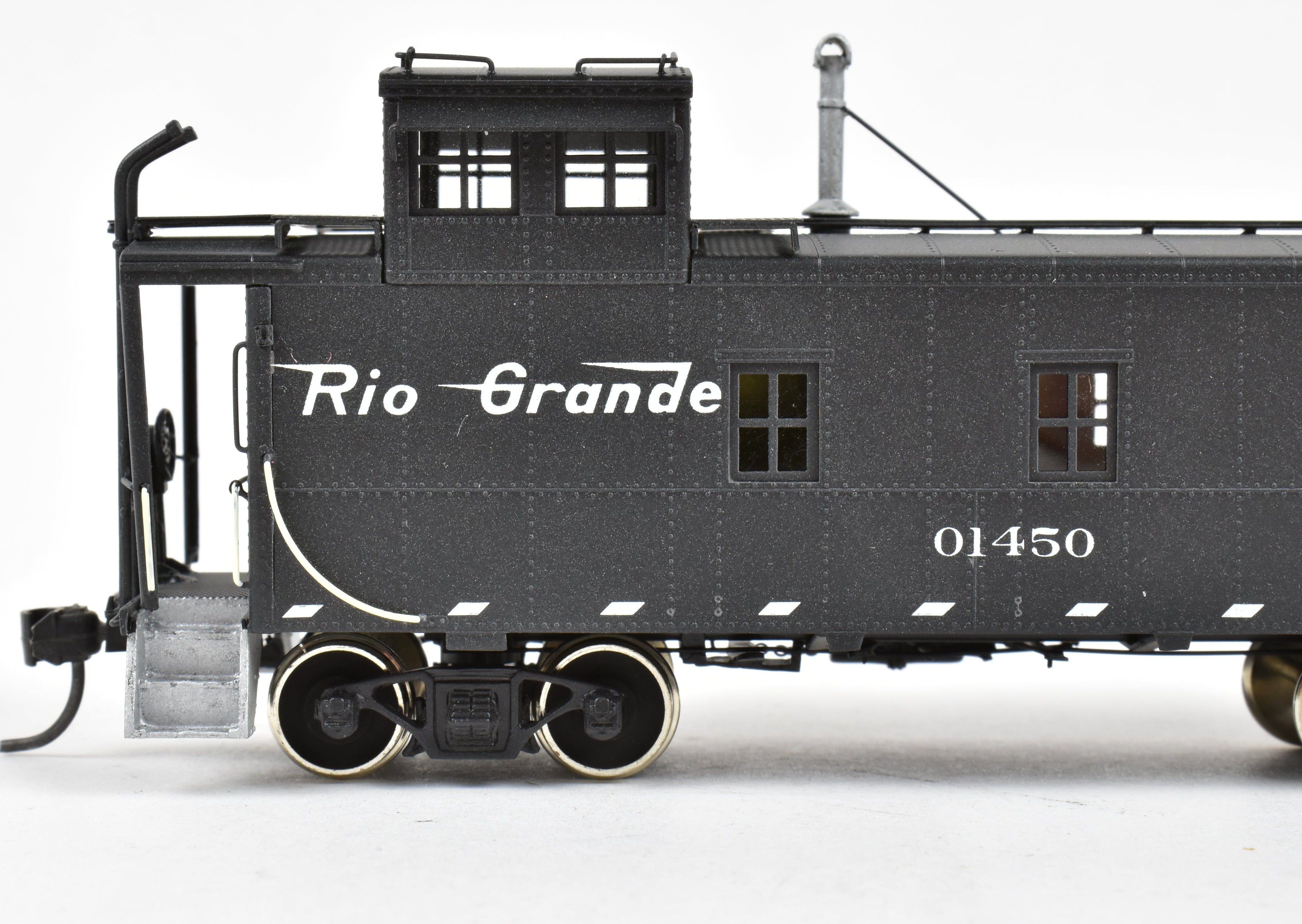 HO Scale Brass Model Train Caboose - Overland Models, Inc. Denver & Rio Grande Western Steel Caboose FP No. 01450