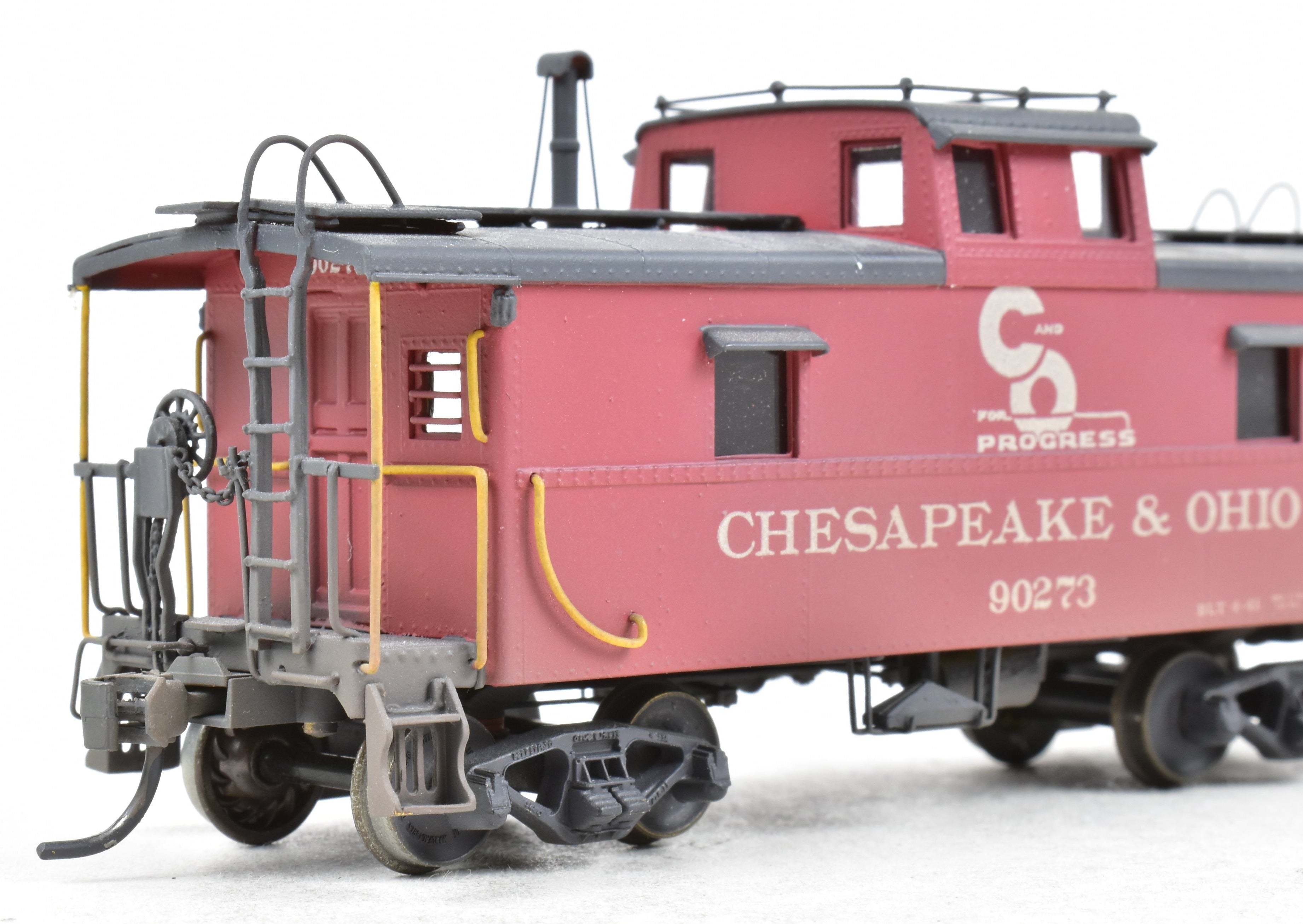 HO Scale Brass OMI - Overland Models, Inc. Chesapeake & Ohio (C&O) Steel Caboose from #90200 - 90299 Series, Custom - Painted and Weathered No. 90273 Model Train Collectible