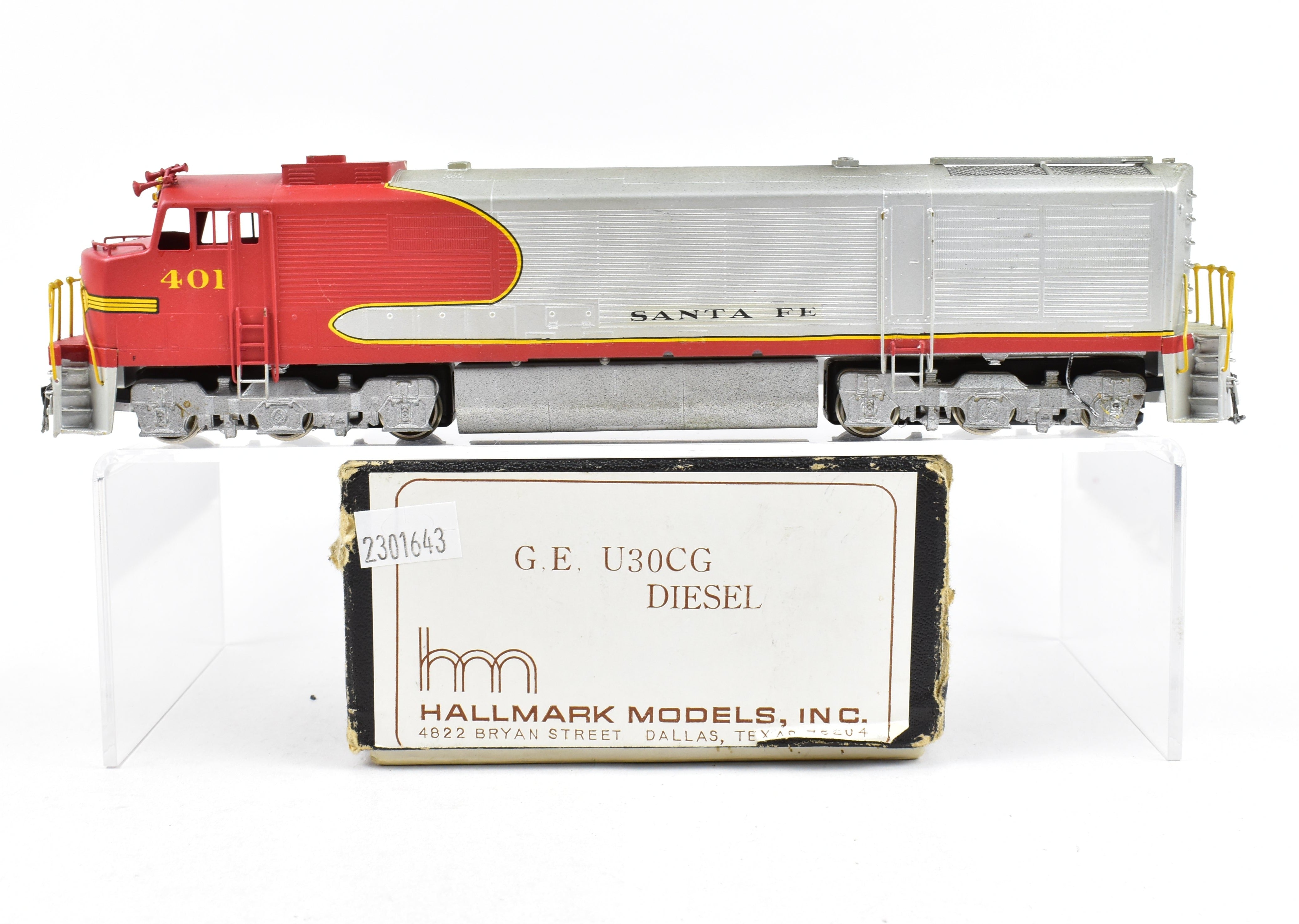 HO Scale Brass Hallmark Models ATSF - Santa Fe GE U30CG Cowl Passenger Diesel Locomotive with Custom Painting and Detailing