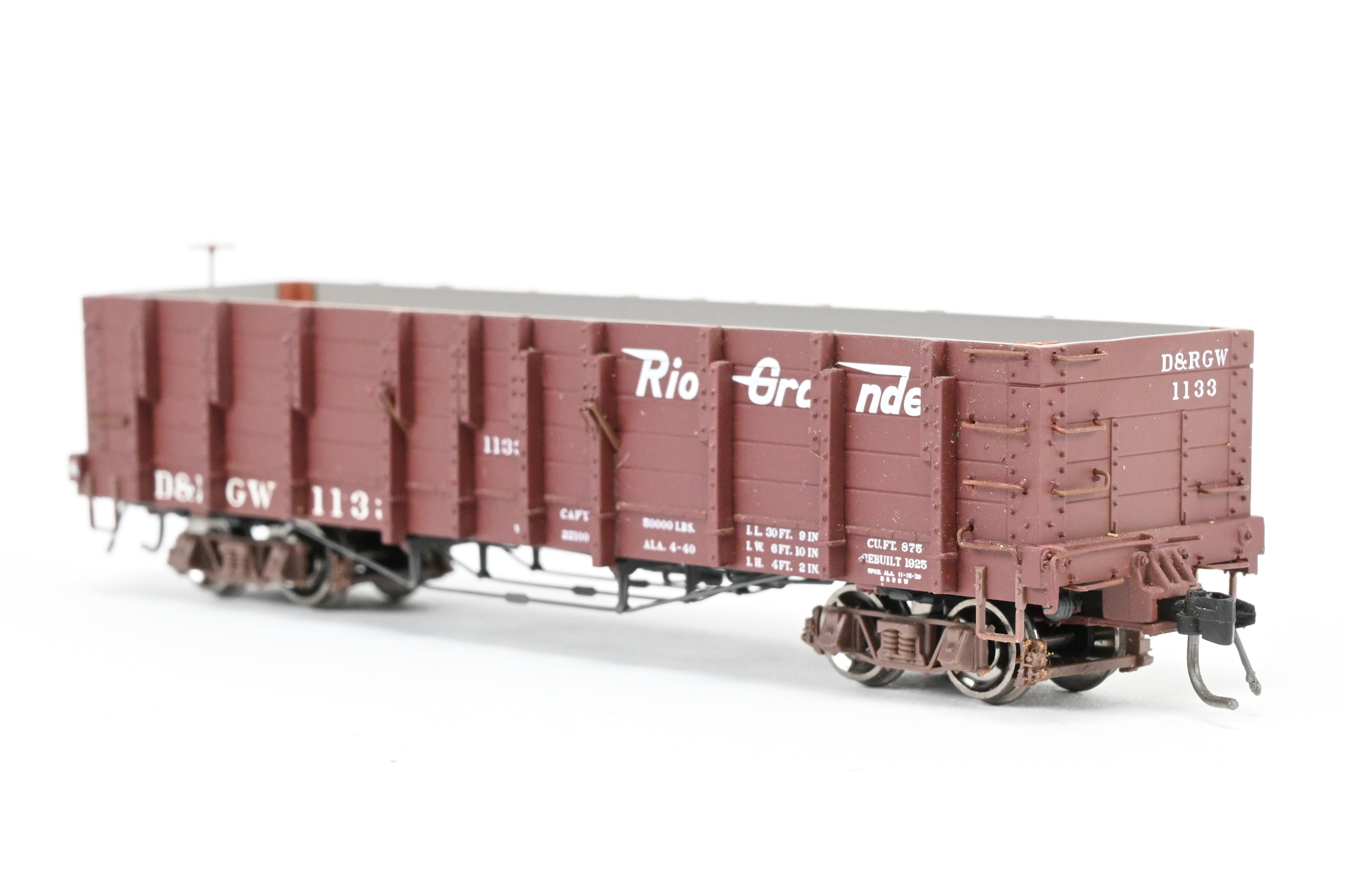 HOn3 Blackstone Models D&RGW Brown High Side Gondola No. 1133 with Flying Grande Herald