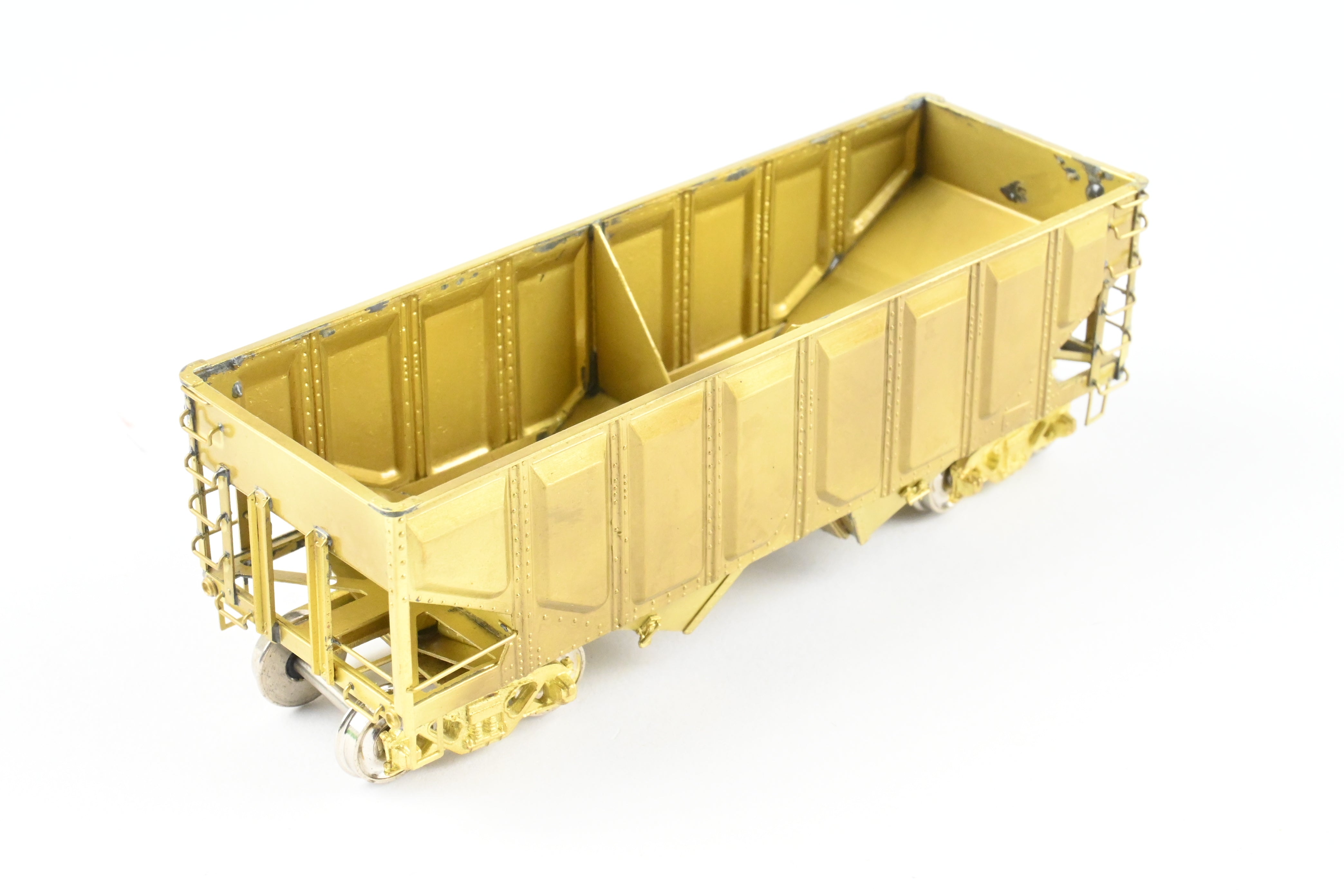 HO Scale Brass Model Train - OMI (Overland Models, Inc.) USRA (United States Railway Administration) 2-Bay Hopper Car with Pressed Sides for Various Roads in the United States