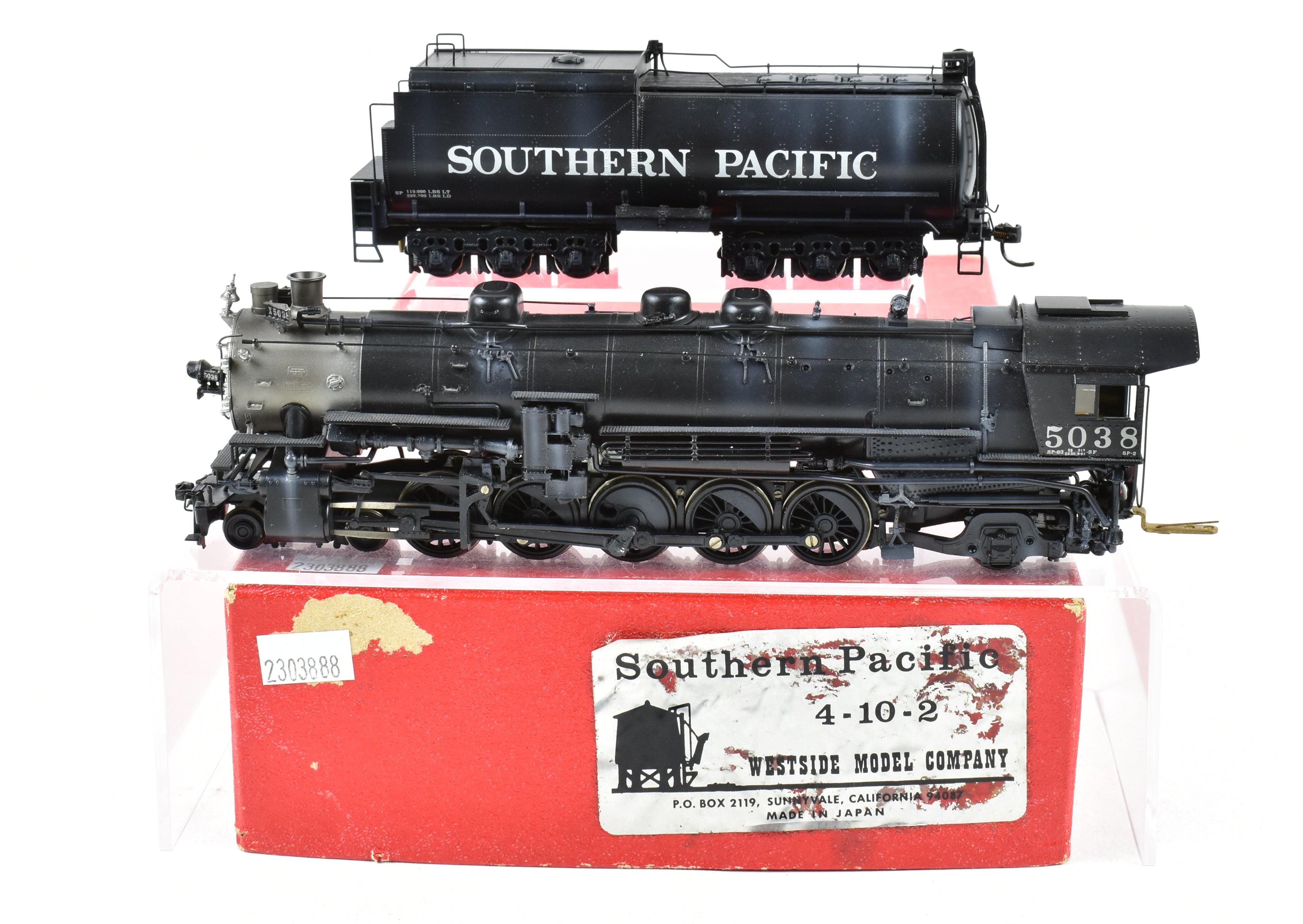 HO Scale Brass Model Train - Westside Model Co. Southern Pacific 4-10-2 Custom Painted and Lightly Weathered Locomotive Model