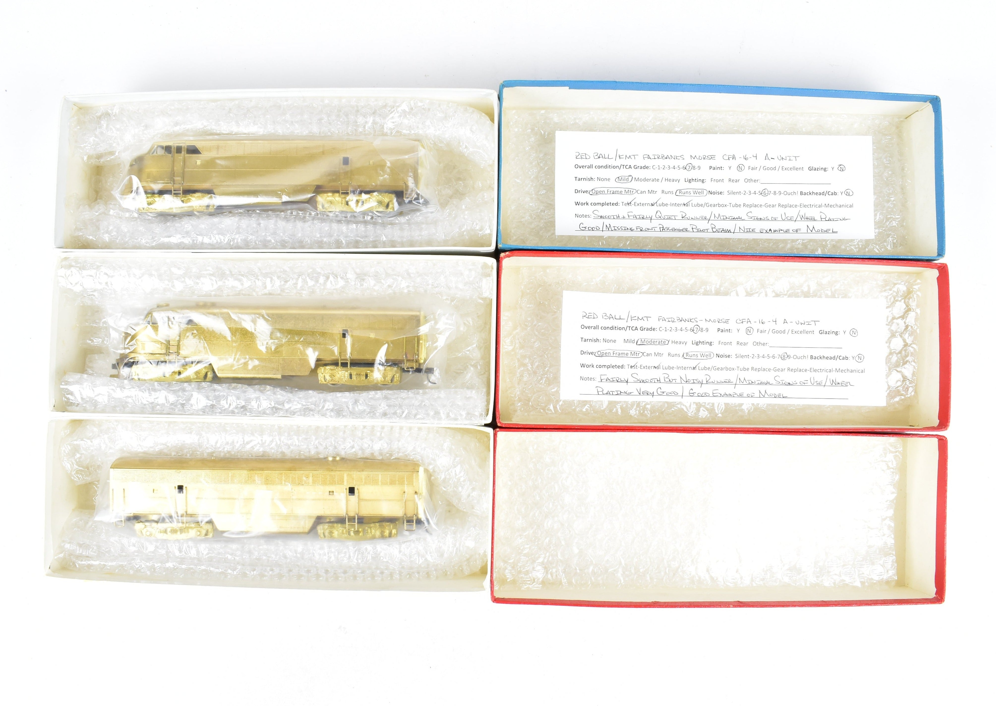 HO Scale Brass Red Ball Model Train Set - Various Roads, Fairbanks Morse CFA - 16 - 4 A - B - A C - Liner 3 - Unit Set for Model Train Enthusiasts